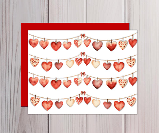 Valentine's Day Note Cards Watercolor Hearts