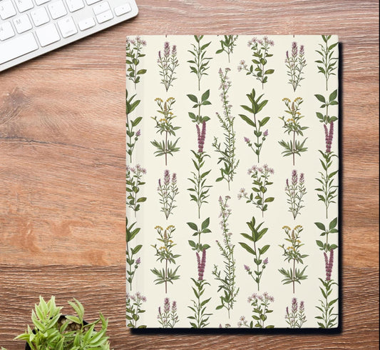 Vintage Herbal Botanical Hardcover Journal, Matte Finish Notebook, Botanical Diary, Rustic Journal, Gift for Nature Lover, Floral Planner