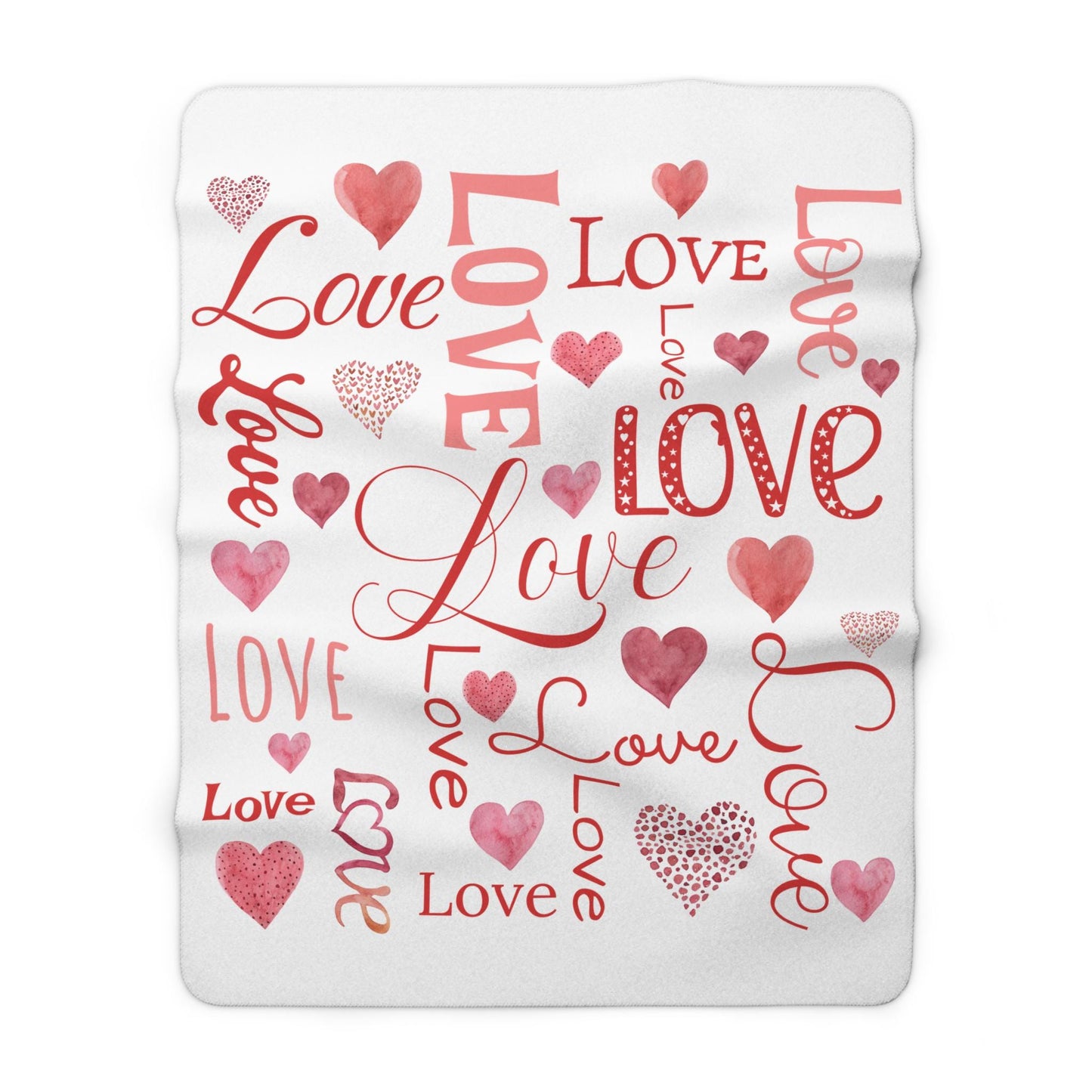 Fleece Blanket Love Design - Valentine's Day Gift, Anniversary, Birthday - Cozy Throw, Watercolor Heart Print, Everyday Home Decor