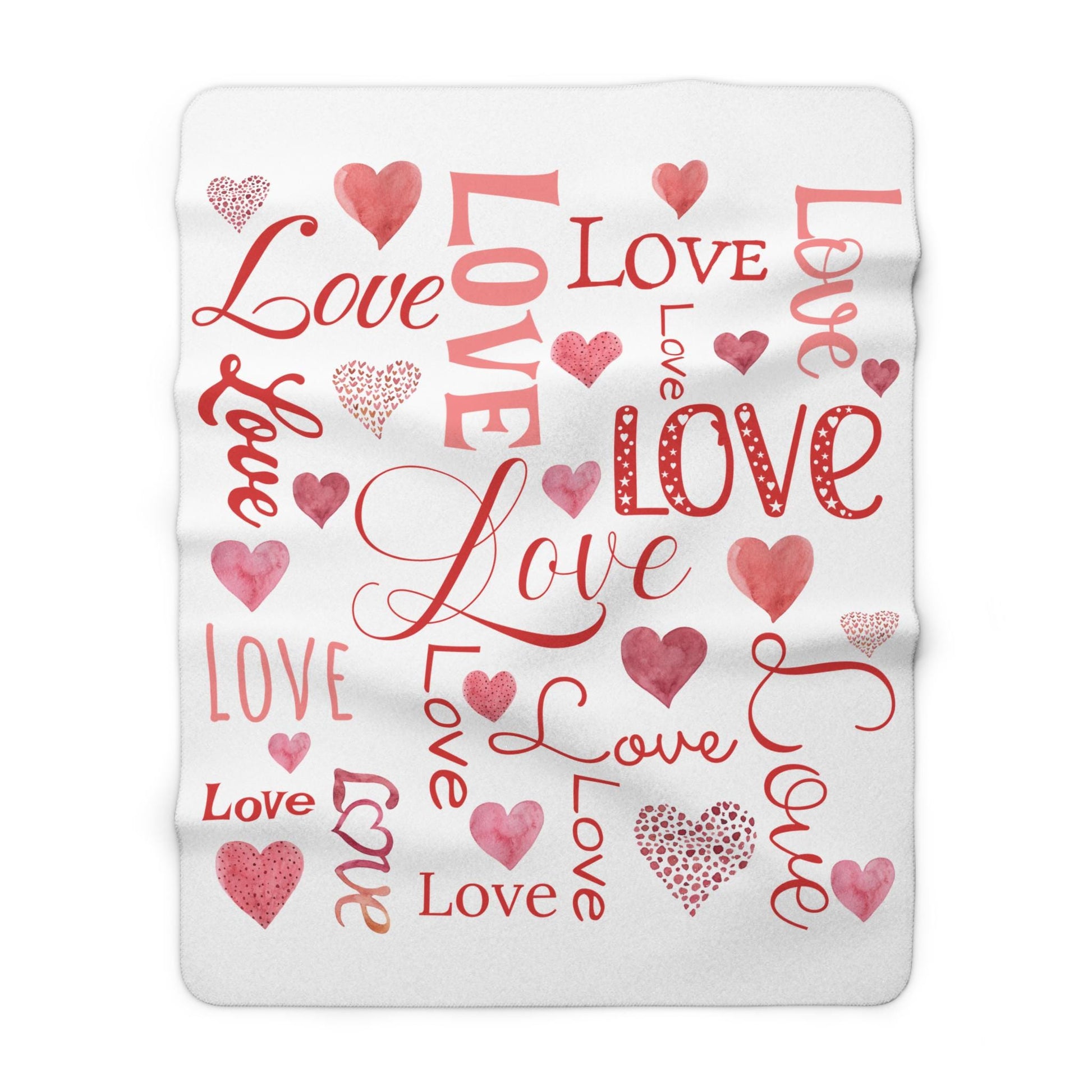 Fleece Blanket Love Design - Valentine's Day Gift, Anniversary, Birthday - Cozy Throw, Watercolor Heart Print, Everyday Home Decor