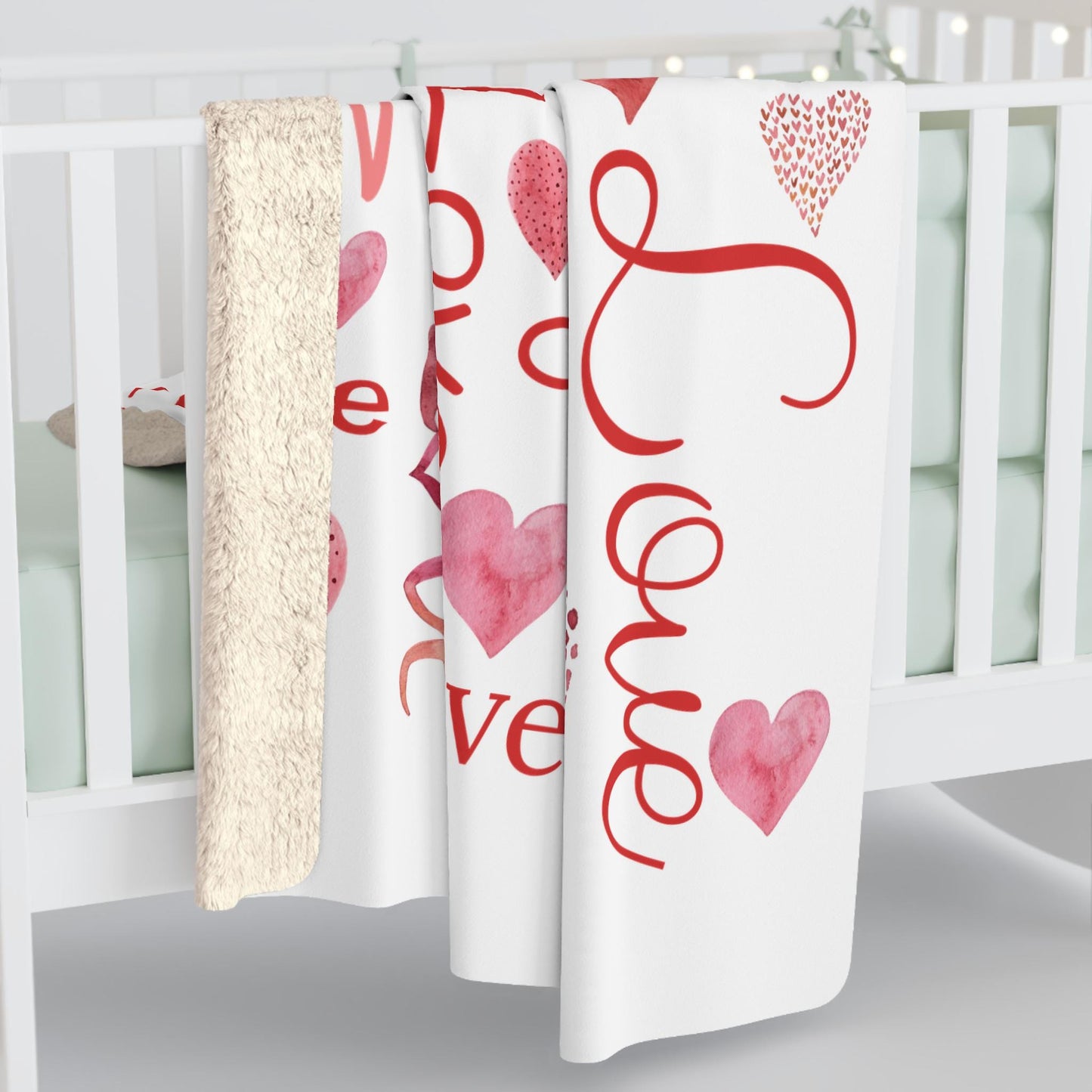 Fleece Blanket Love Design - Valentine's Day Gift, Anniversary, Birthday - Cozy Throw, Watercolor Heart Print, Everyday Home Decor
