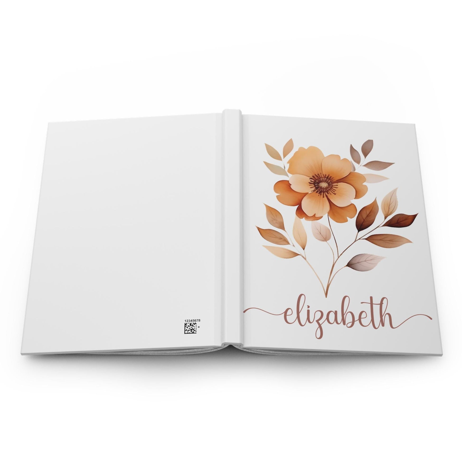 Vintage Botanical Hardcover Journal, Sepia Tone Matte Notebook, Personalized Gift, Elegant Script Font, Custom Writing Journal, Nature Lover