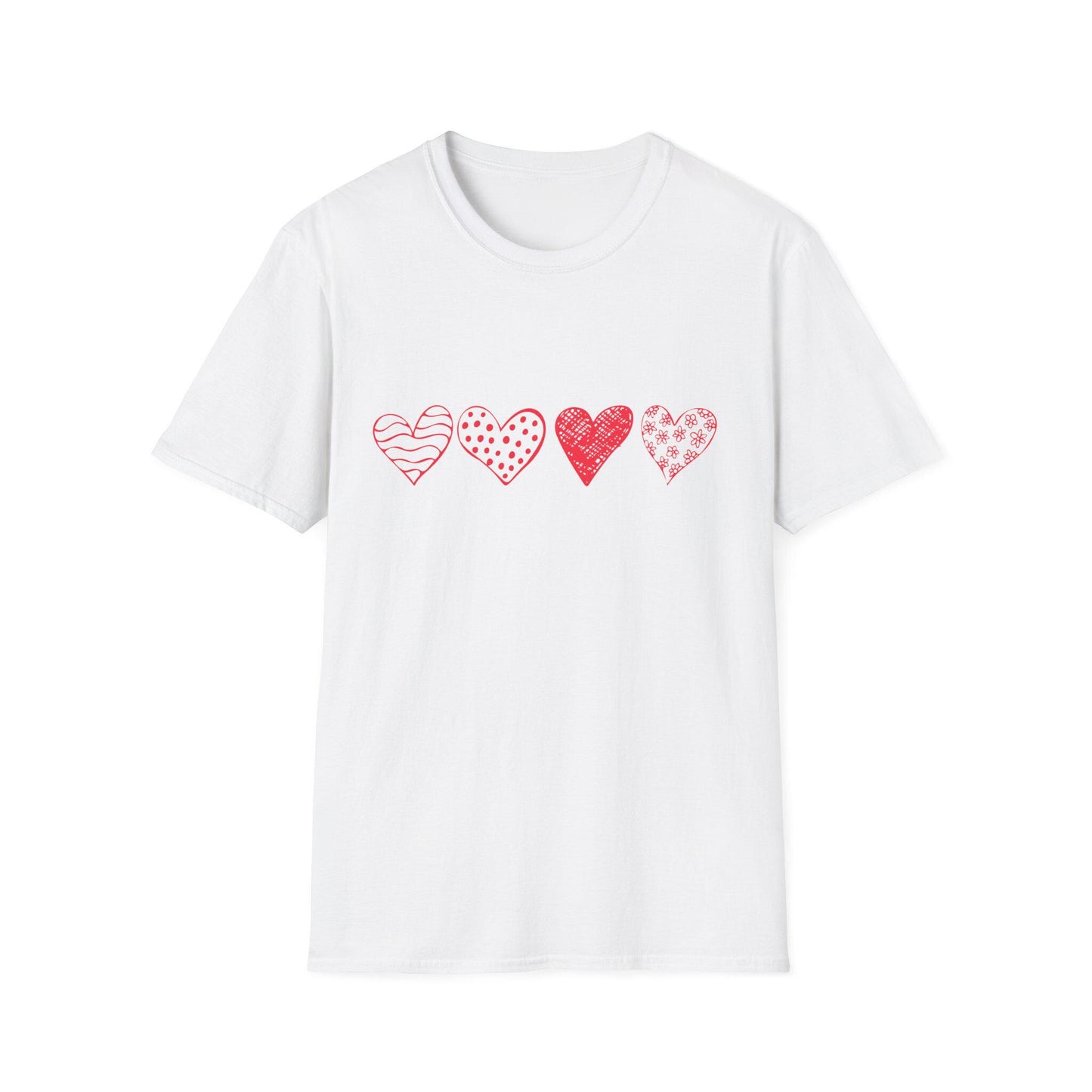 Doodle Hearts T-Shirt, Cute Everyday Shirt, Valentine's Day Graphic Tee, Unisex Softstyle Top, Gift for Him or Her