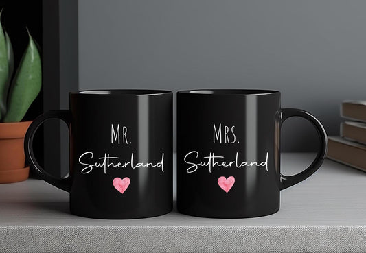 Couple's Mug Set, Mr and Mrs Mugs, Valentine's Day Gift, Wedding Gift, Anniversary Gift, Couple Gift