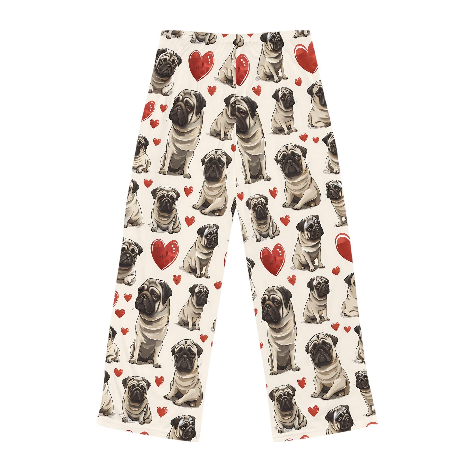 Pug Heart Women's Pajama Pants, Valentine's Day Gift, Dog Lover Lounge Wear, Cute Animal Pattern, Birthday Present