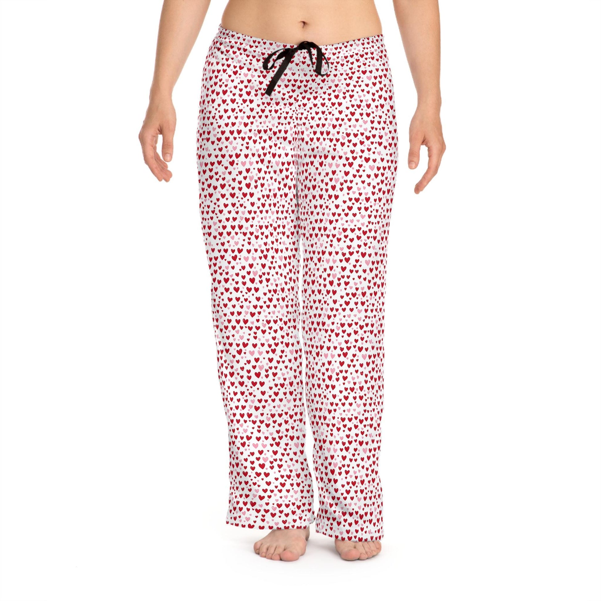 Heart Pattern Women's Pajama Pants, Valentine's Day Lounge Wear, Cute Anniversary Gift, Comfy Sleepwear