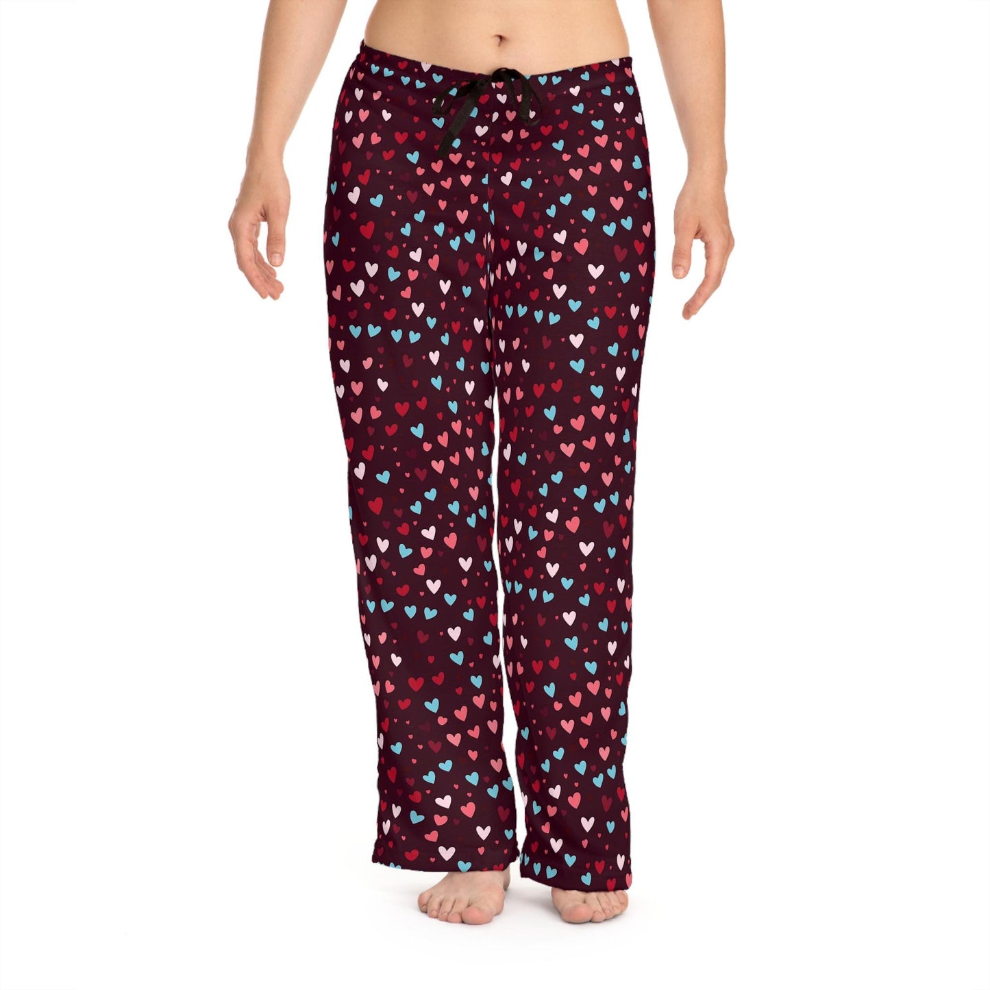 Heart Pattern Women's Pajama Pants, Valentine's Day Gift, Anniversary Pajamas, Comfy Sleepwear, Cute Lounge Pants