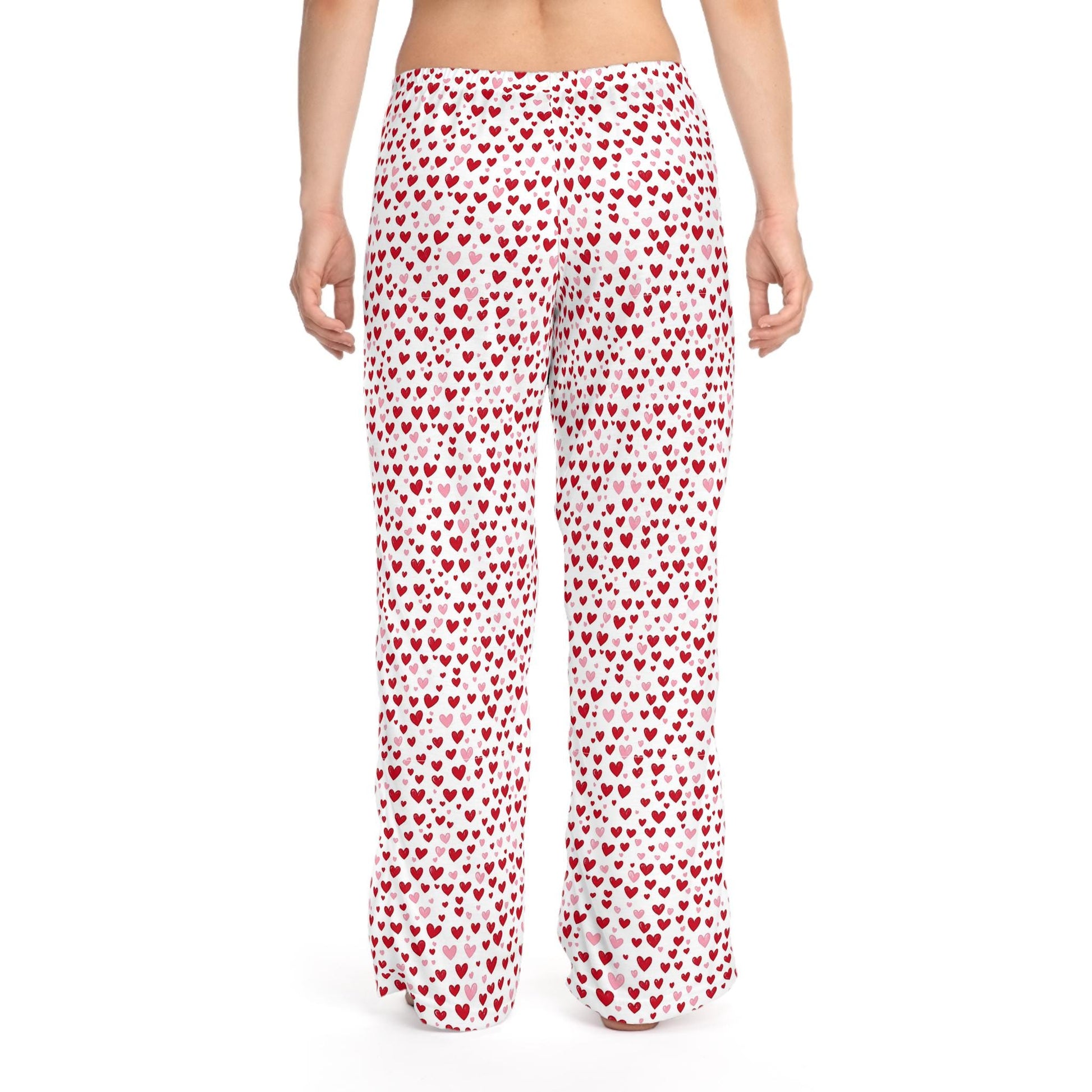 Heart Pattern Women's Pajama Pants, Valentine's Day Lounge Wear, Cute Anniversary Gift, Comfy Sleepwear