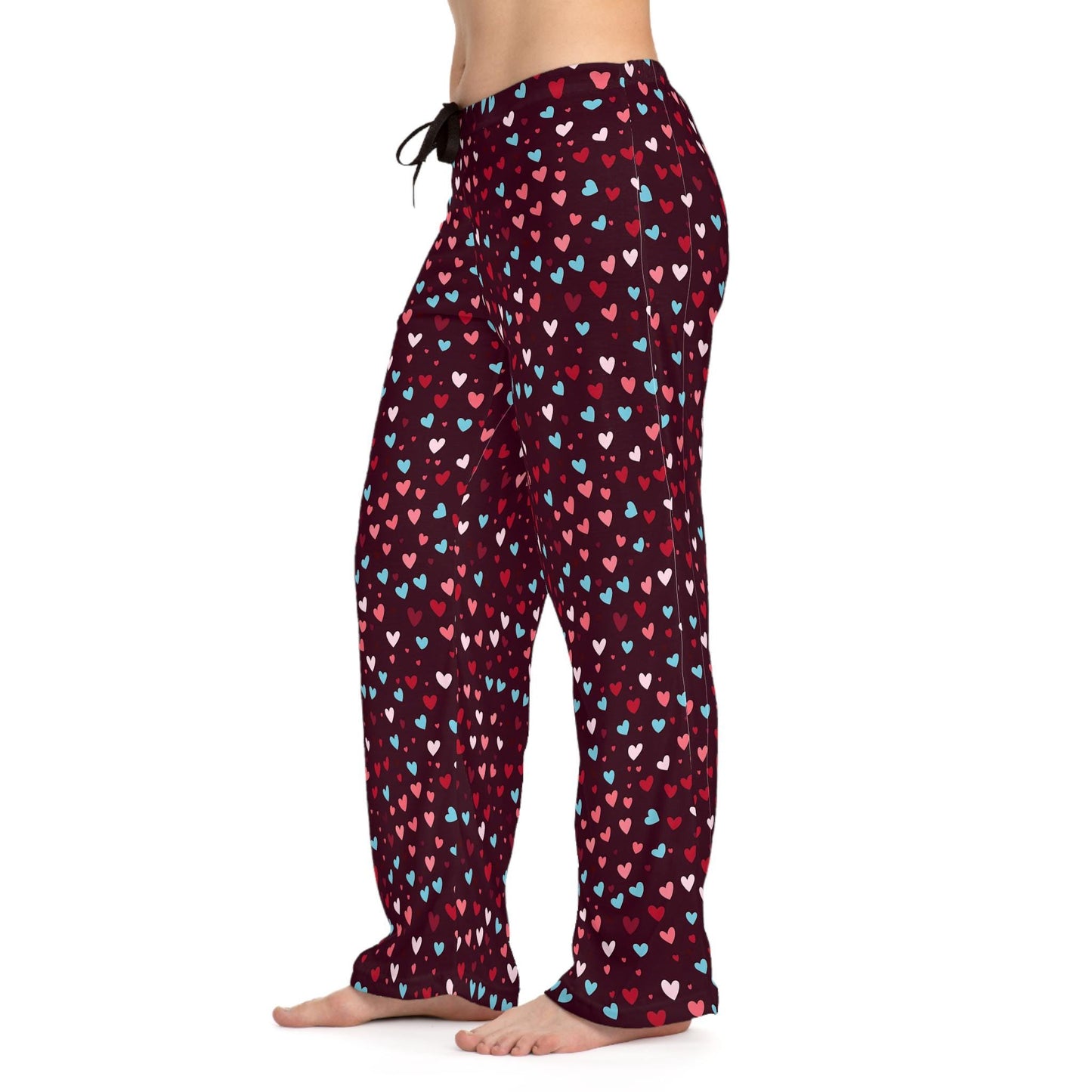 Heart Pattern Women's Pajama Pants, Valentine's Day Gift, Anniversary Pajamas, Comfy Sleepwear, Cute Lounge Pants
