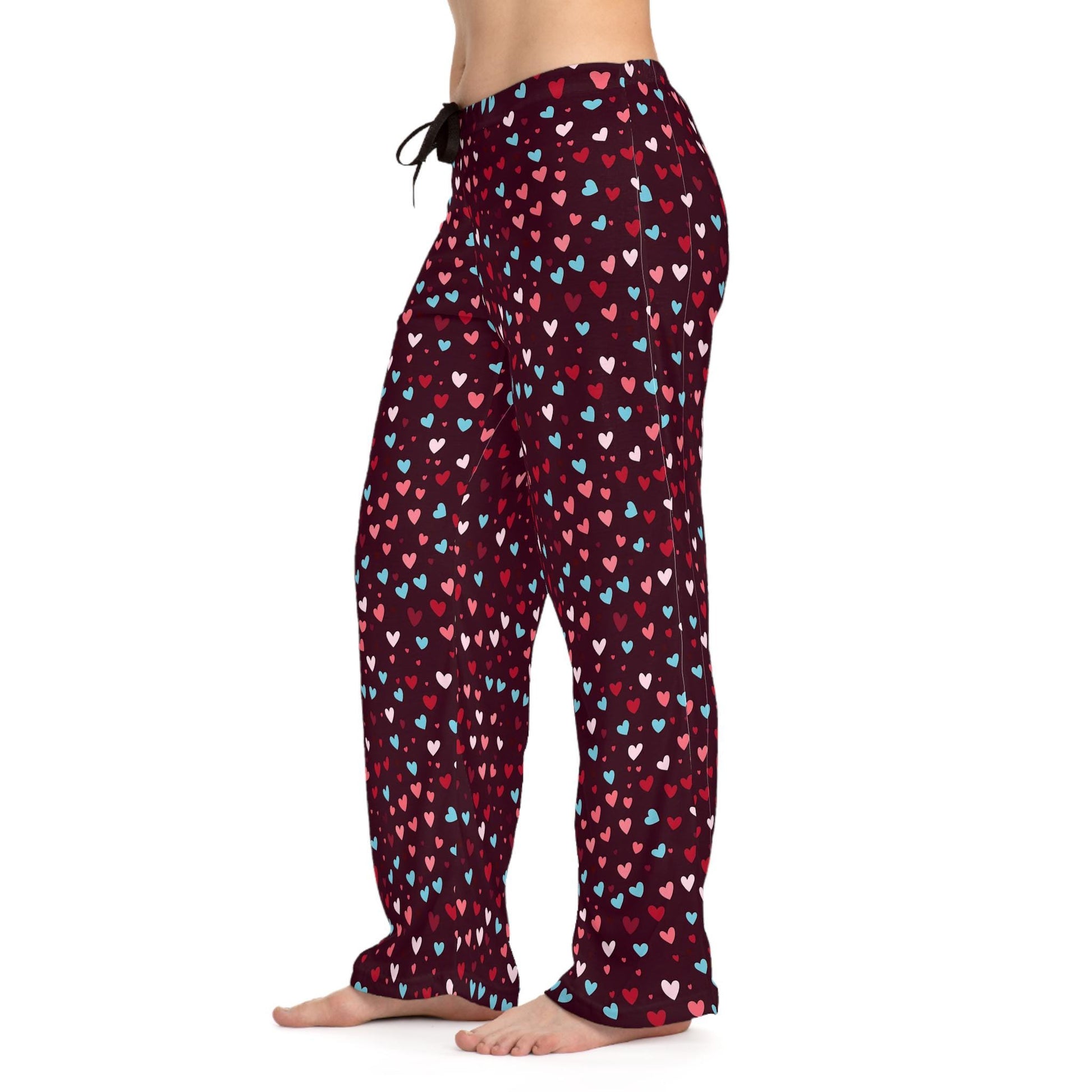 Heart Pattern Women's Pajama Pants, Valentine's Day Gift, Anniversary Pajamas, Comfy Sleepwear, Cute Lounge Pants