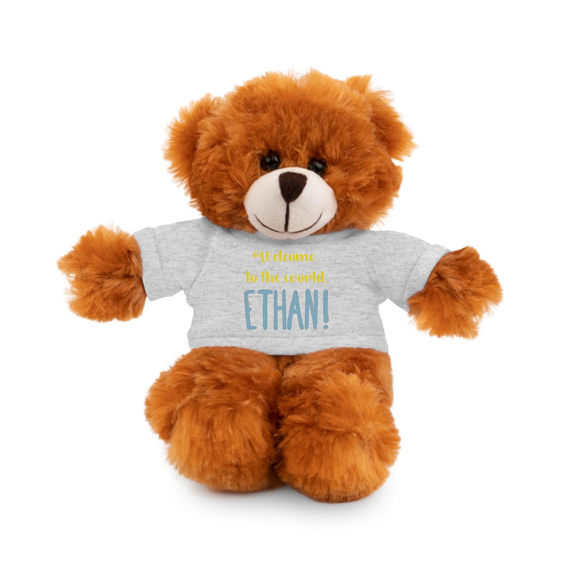 Personalized Plush Animal, New Baby Gift, Stuffed Animal with Tee, Customizable Nursery Decor, Baby Shower Present, Cute Teddy Bear Toy