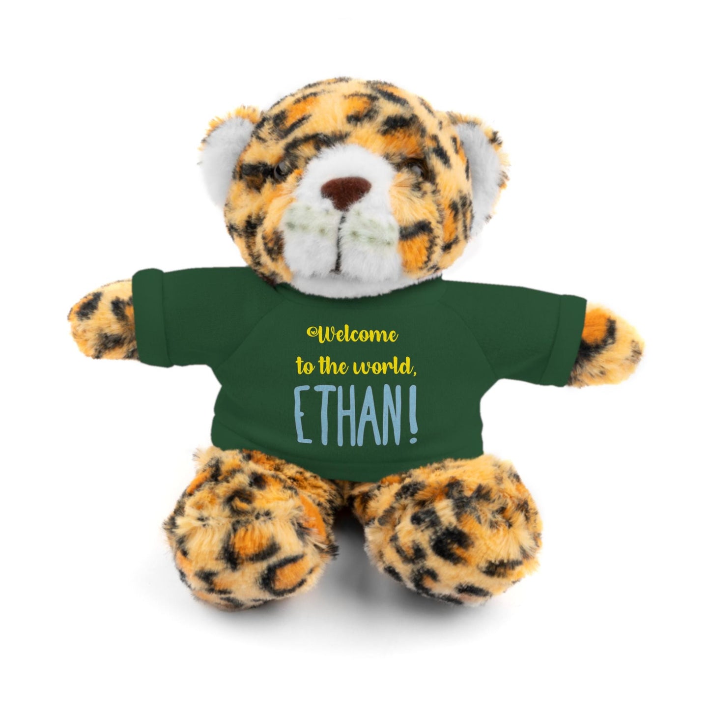 Personalized Plush Animal, New Baby Gift, Stuffed Animal with Tee, Customizable Nursery Decor, Baby Shower Present, Cute Teddy Bear Toy