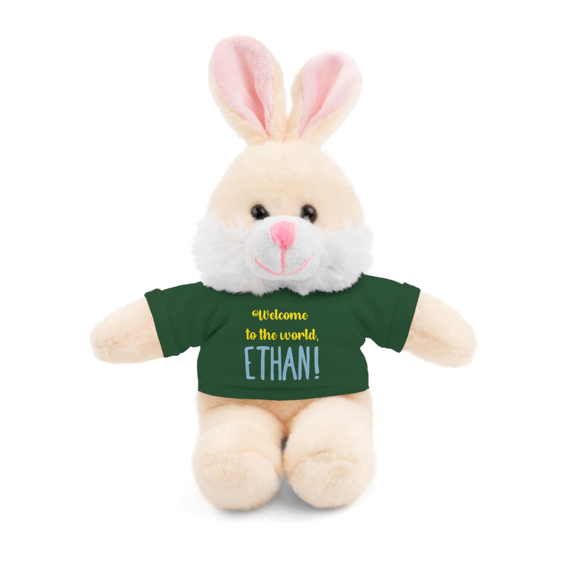 Personalized Plush Animal, New Baby Gift, Stuffed Animal with Tee, Customizable Nursery Decor, Baby Shower Present, Cute Teddy Bear Toy