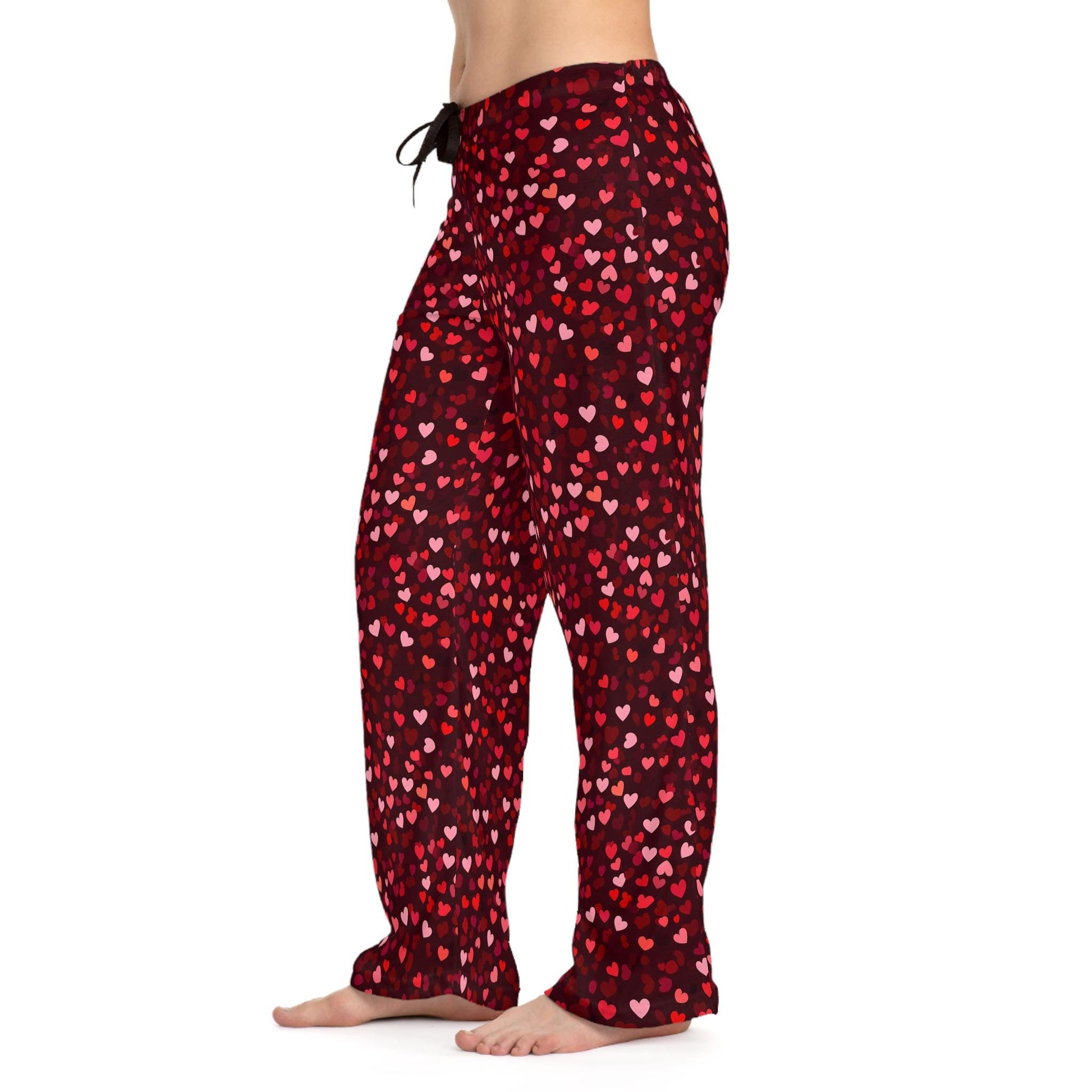 Heart Pattern Women's Pajama Pants, Cute Lounge Wear for Valentine's Day, Cozy Sleepwear, Anniversary Gift, Nighttime Apparel