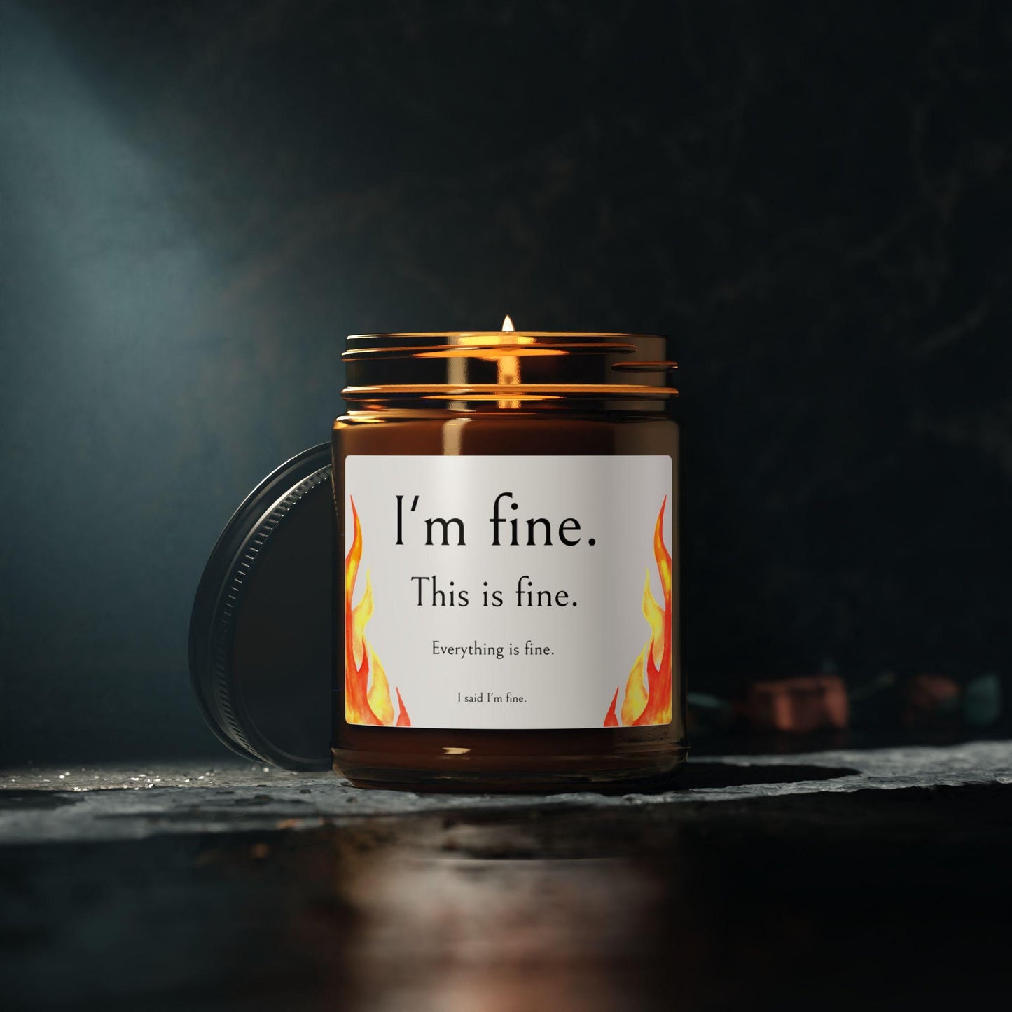 Everything is Fine Candle, Soy Wax, Relaxing Scented Candle, Home Fragrance, Gift for Candle Lovers, Amber Jar Candle
