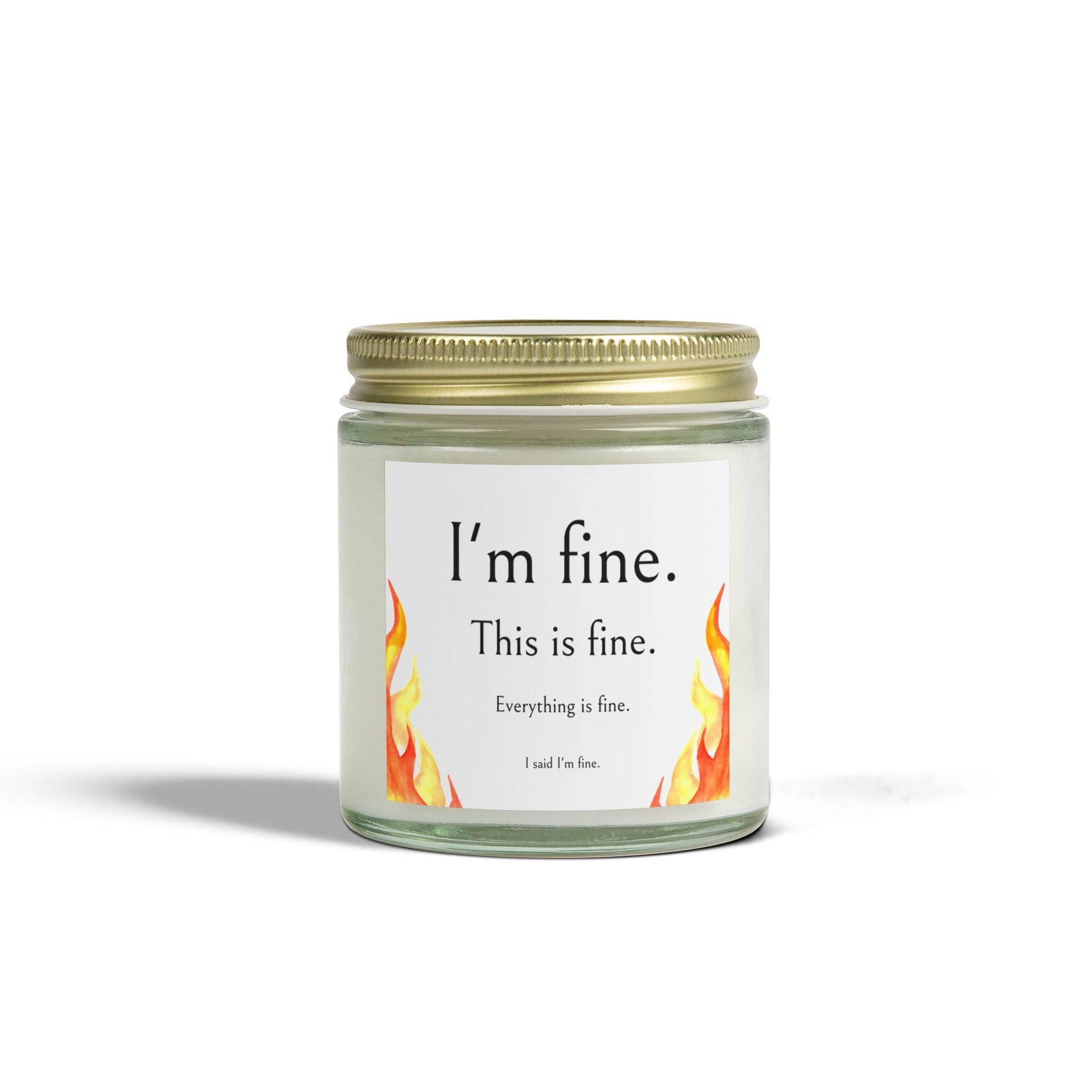 Scented Candles, Funny 'I'm Fine' Meme Label, Coconut Apricot Wax, Jar Color Options, Relaxing Aromatherapy Home Decor, Gift Ideas, Hand