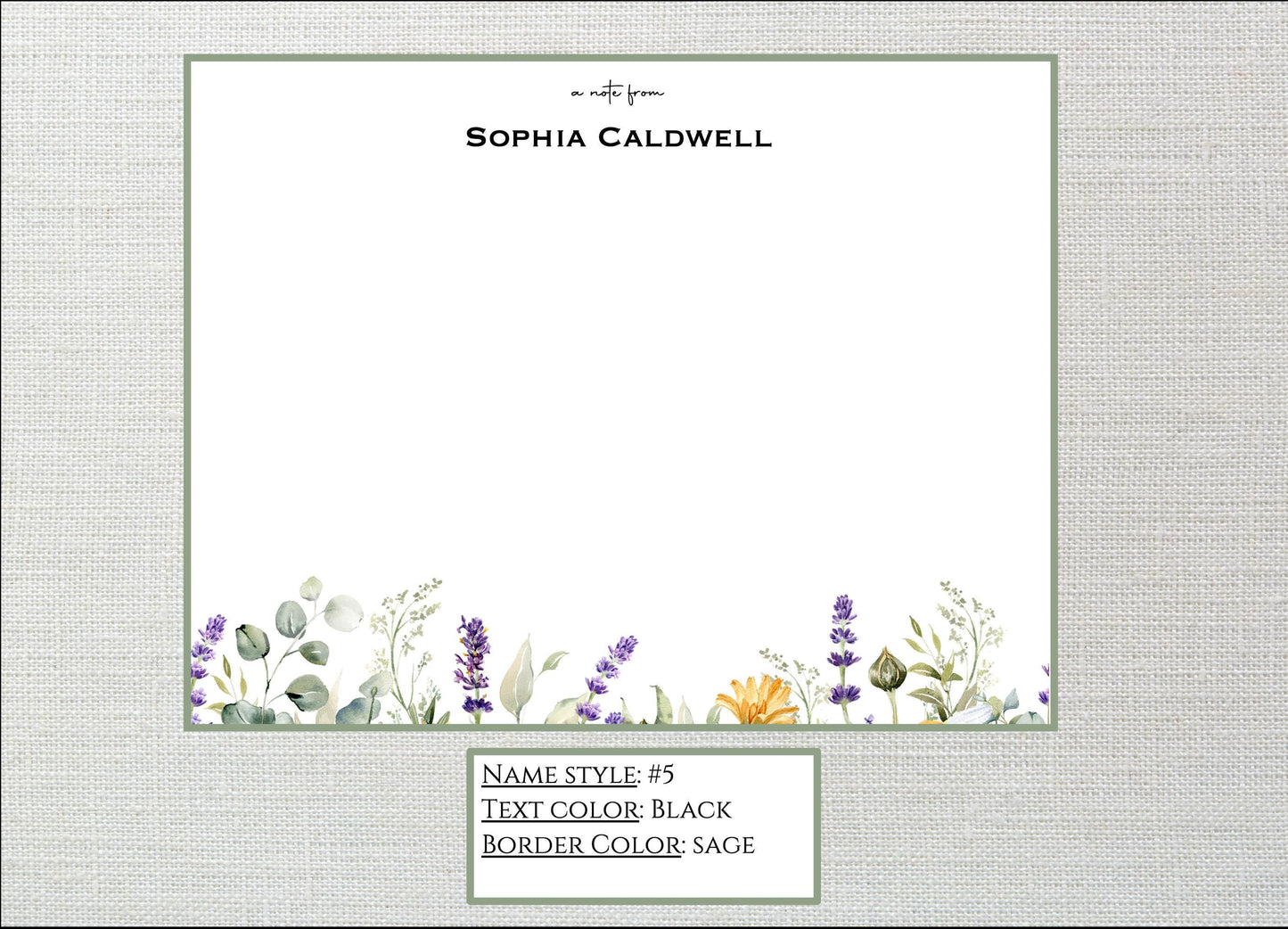 Personalized Stationery Wildflowers, Set of custom note cards with envelopes, Custom Stationery, Professional Stationery, Personalized Gift