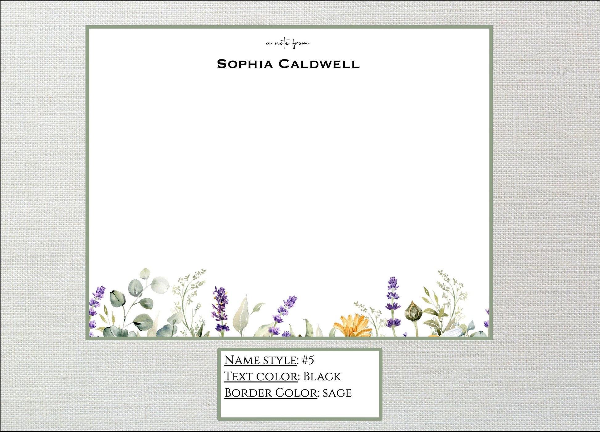 Personalized Stationery Wildflowers, Set of custom note cards with envelopes, Custom Stationery, Professional Stationery, Personalized Gift