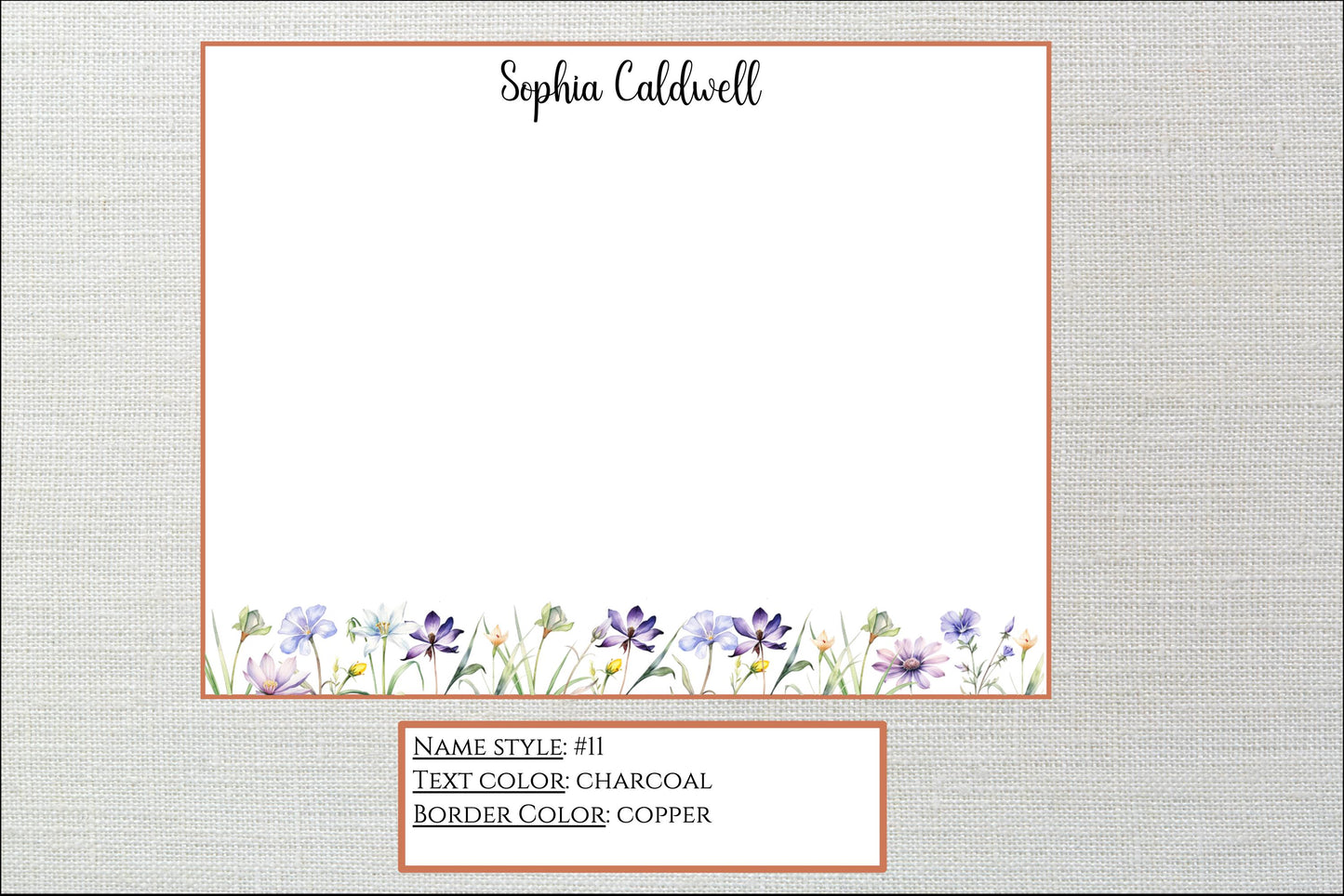 Personalized Stationery Wildflowers, Set of custom note cards with envelopes, Custom Stationery, Professional Stationery, Personalized Gift