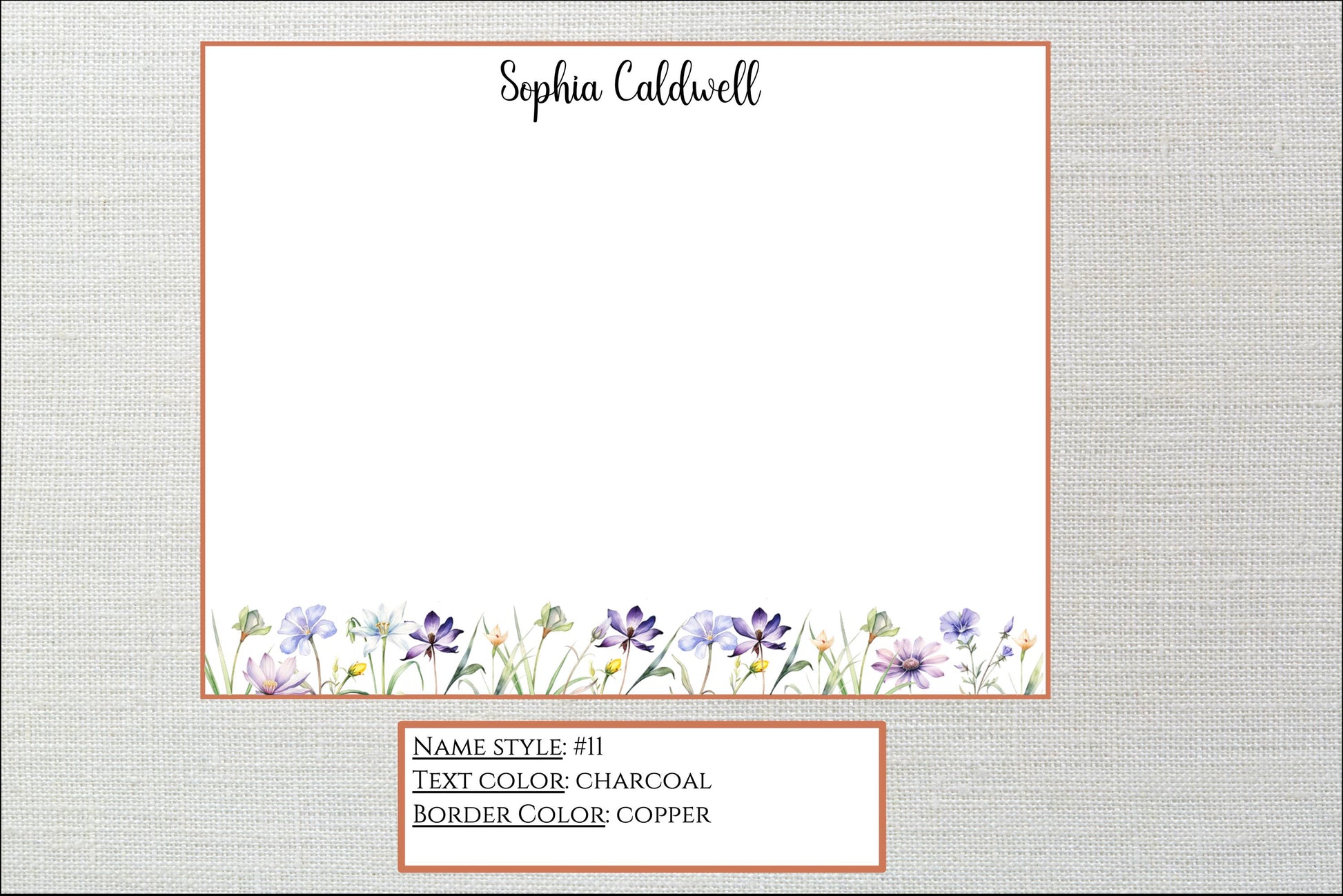 Personalized Stationery Wildflowers, Set of custom note cards with envelopes, Custom Stationery, Professional Stationery, Personalized Gift