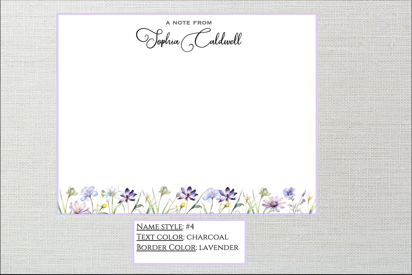 Personalized Stationery Wildflowers, Set of custom note cards with envelopes, Custom Stationery, Professional Stationery, Personalized Gift