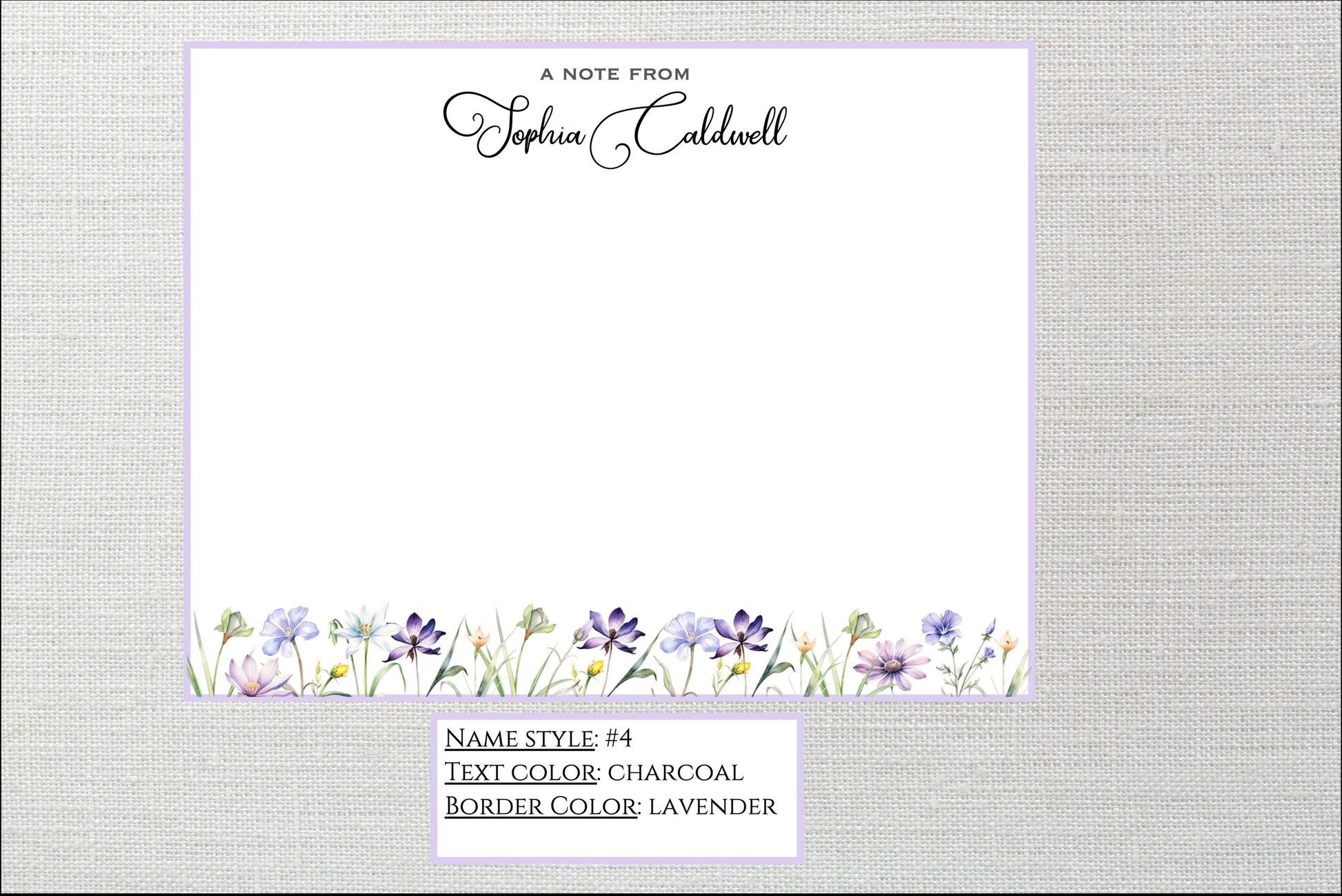 Personalized Stationery Wildflowers, Set of custom note cards with envelopes, Custom Stationery, Professional Stationery, Personalized Gift