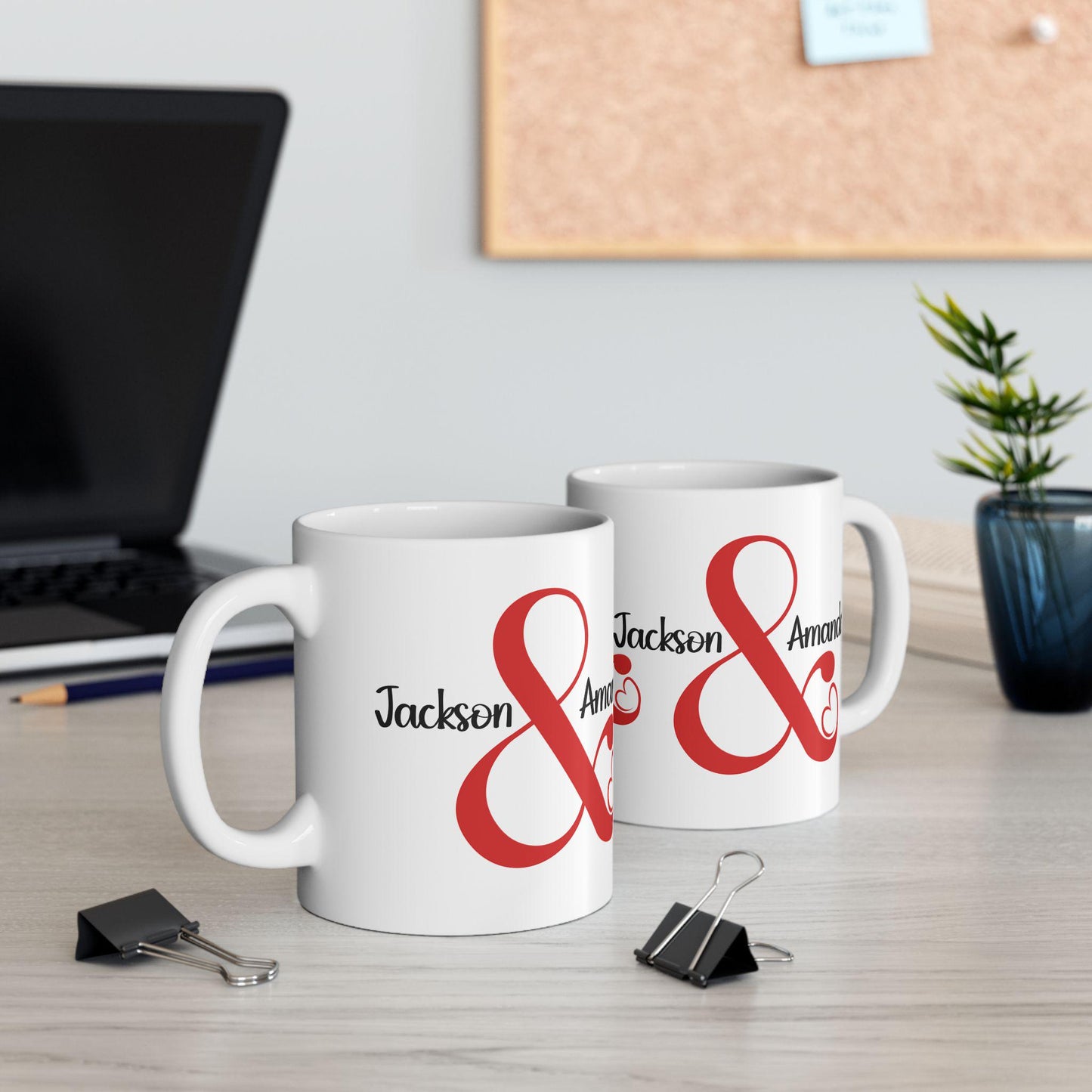 Valentine's Day Personalized Ceramic Mug Set, Couple Coffee Mugs, 11oz, 15oz, Gift for Him and Her, Custom Valentine's Gift