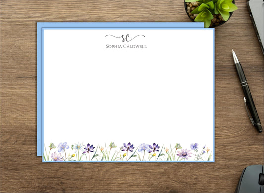 Personalized Stationery Wildflowers, Set of custom note cards with envelopes, Custom Stationery, Professional Stationery, Personalized Gift