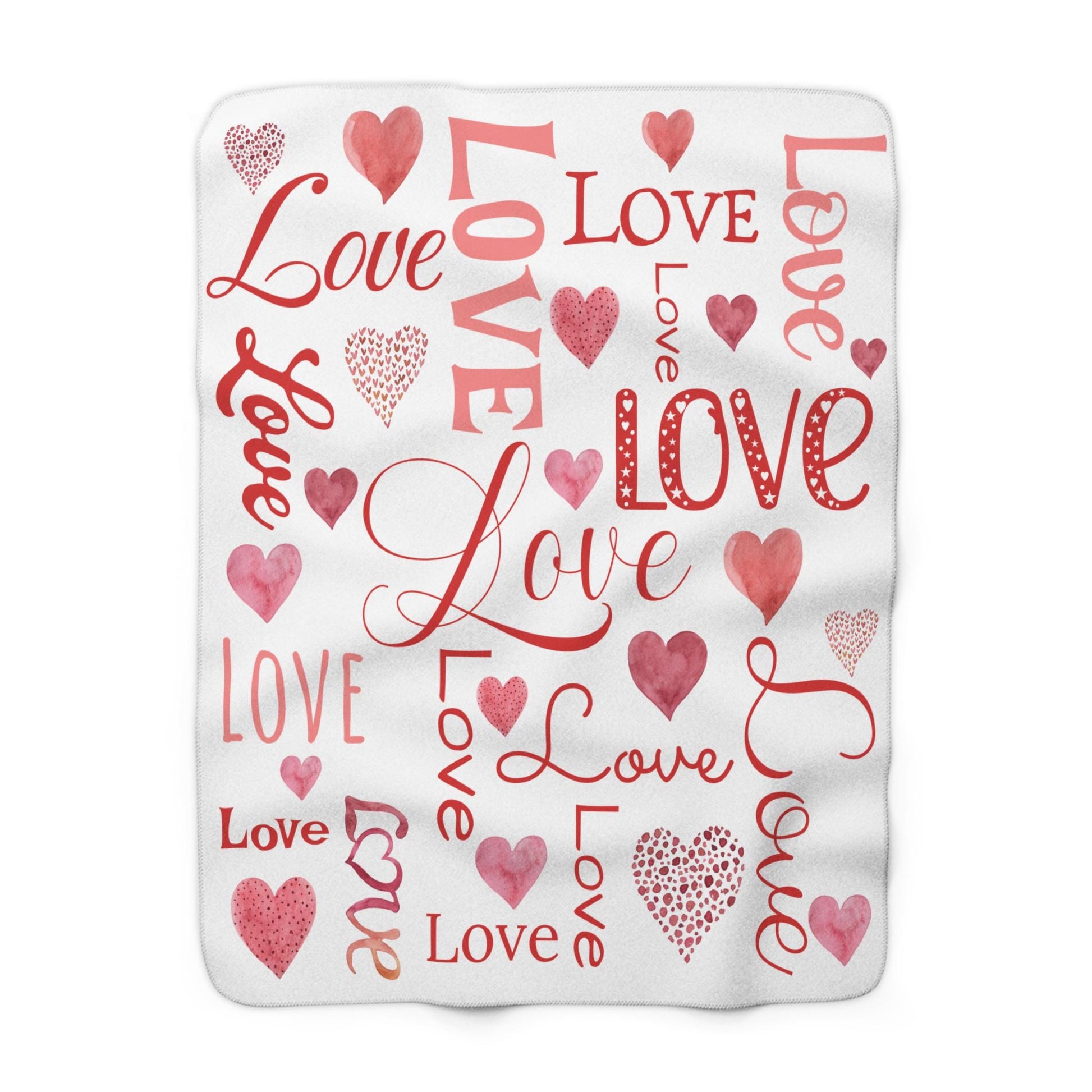 Fleece Blanket Love Design - Valentine's Day Gift, Anniversary, Birthday - Cozy Throw, Watercolor Heart Print, Everyday Home Decor