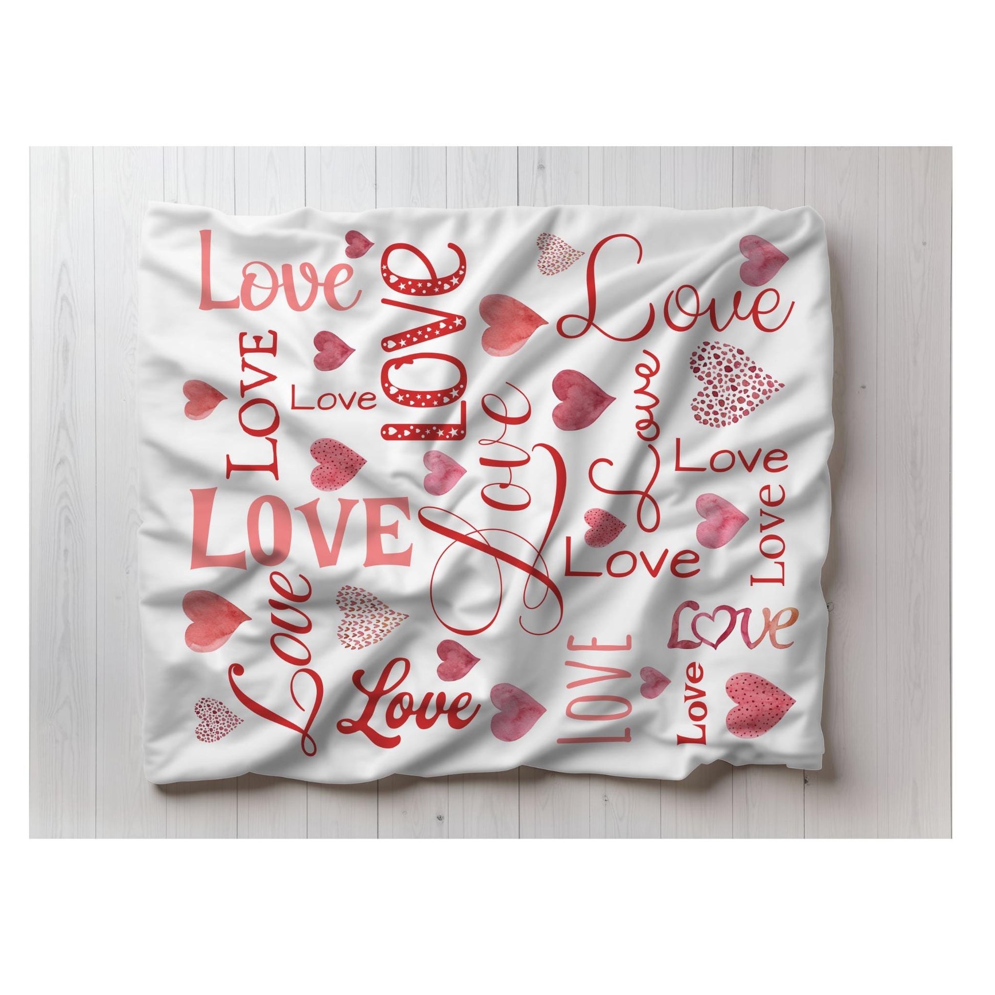 Fleece Blanket Love Design - Valentine's Day Gift, Anniversary, Birthday - Cozy Throw, Watercolor Heart Print, Everyday Home Decor