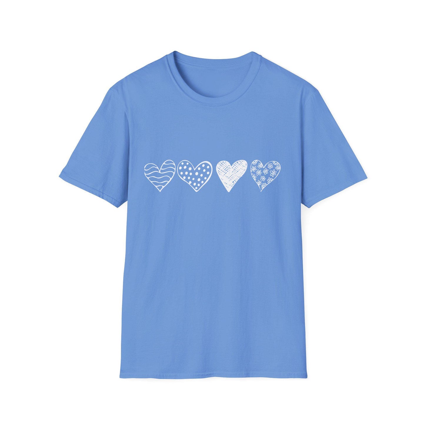Doodle Hearts T-Shirt, Cute Everyday Shirt, Valentine's Day Graphic Tee, Unisex Softstyle Top, Gift for Him or Her