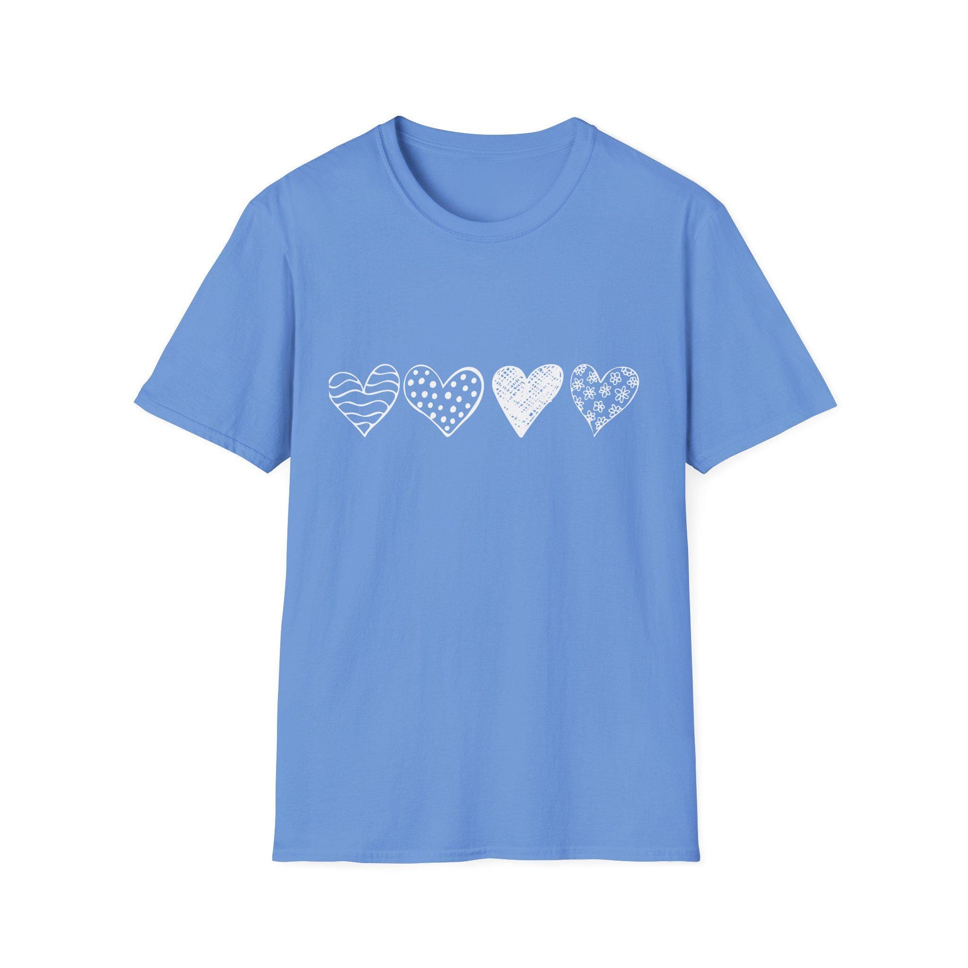 Doodle Hearts T-Shirt, Cute Everyday Shirt, Valentine's Day Graphic Tee, Unisex Softstyle Top, Gift for Him or Her