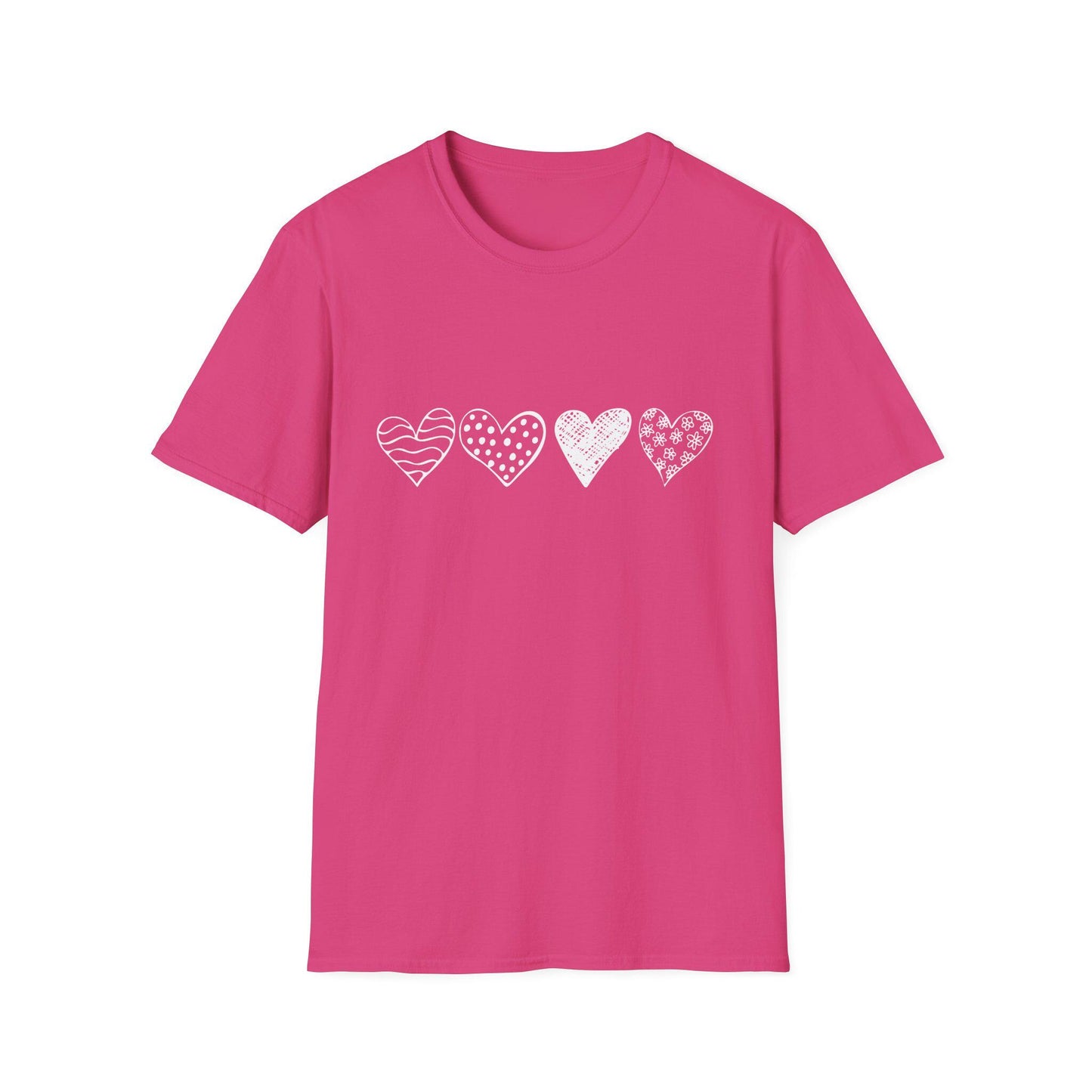 Doodle Hearts T-Shirt, Cute Everyday Shirt, Valentine's Day Graphic Tee, Unisex Softstyle Top, Gift for Him or Her