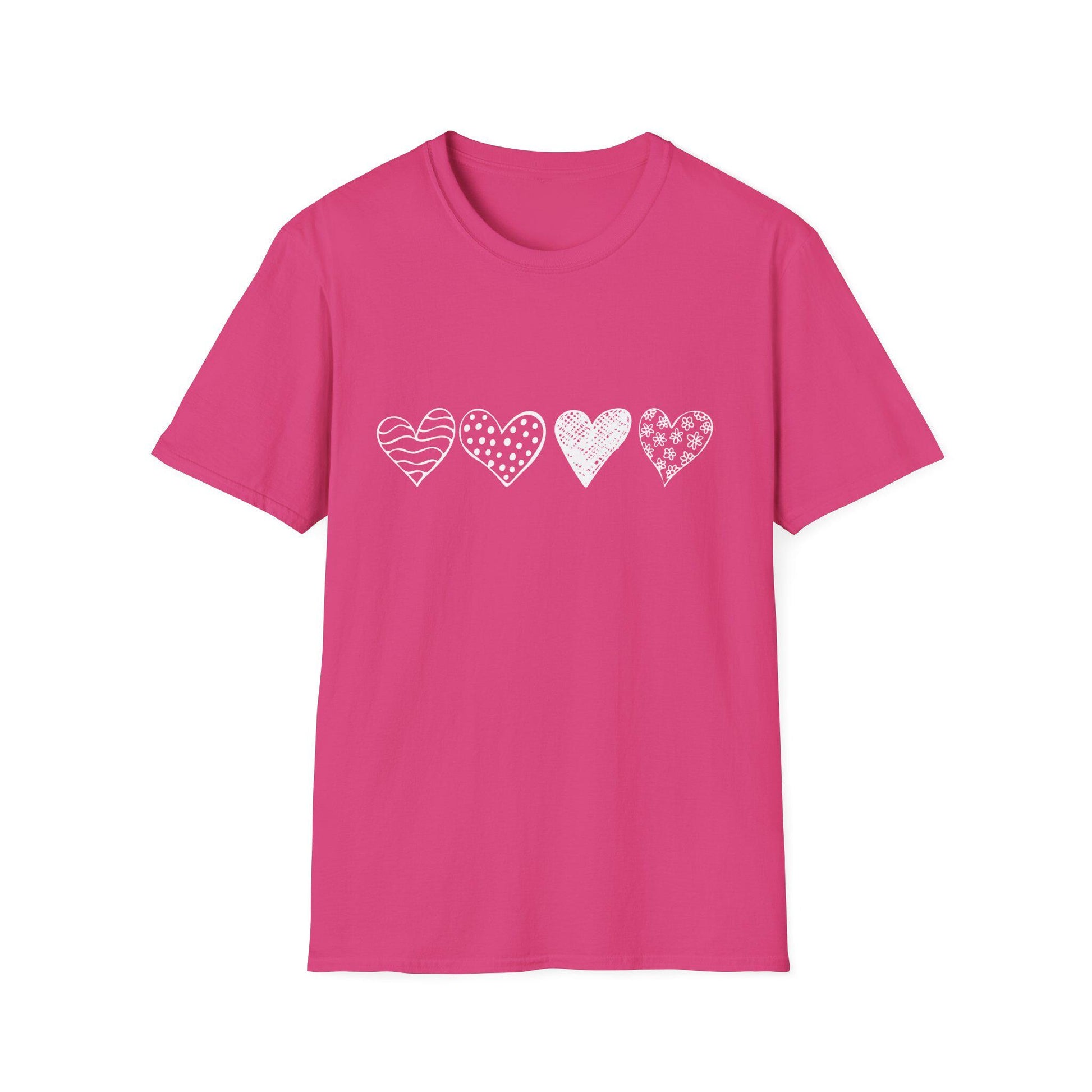 Doodle Hearts T-Shirt, Cute Everyday Shirt, Valentine's Day Graphic Tee, Unisex Softstyle Top, Gift for Him or Her