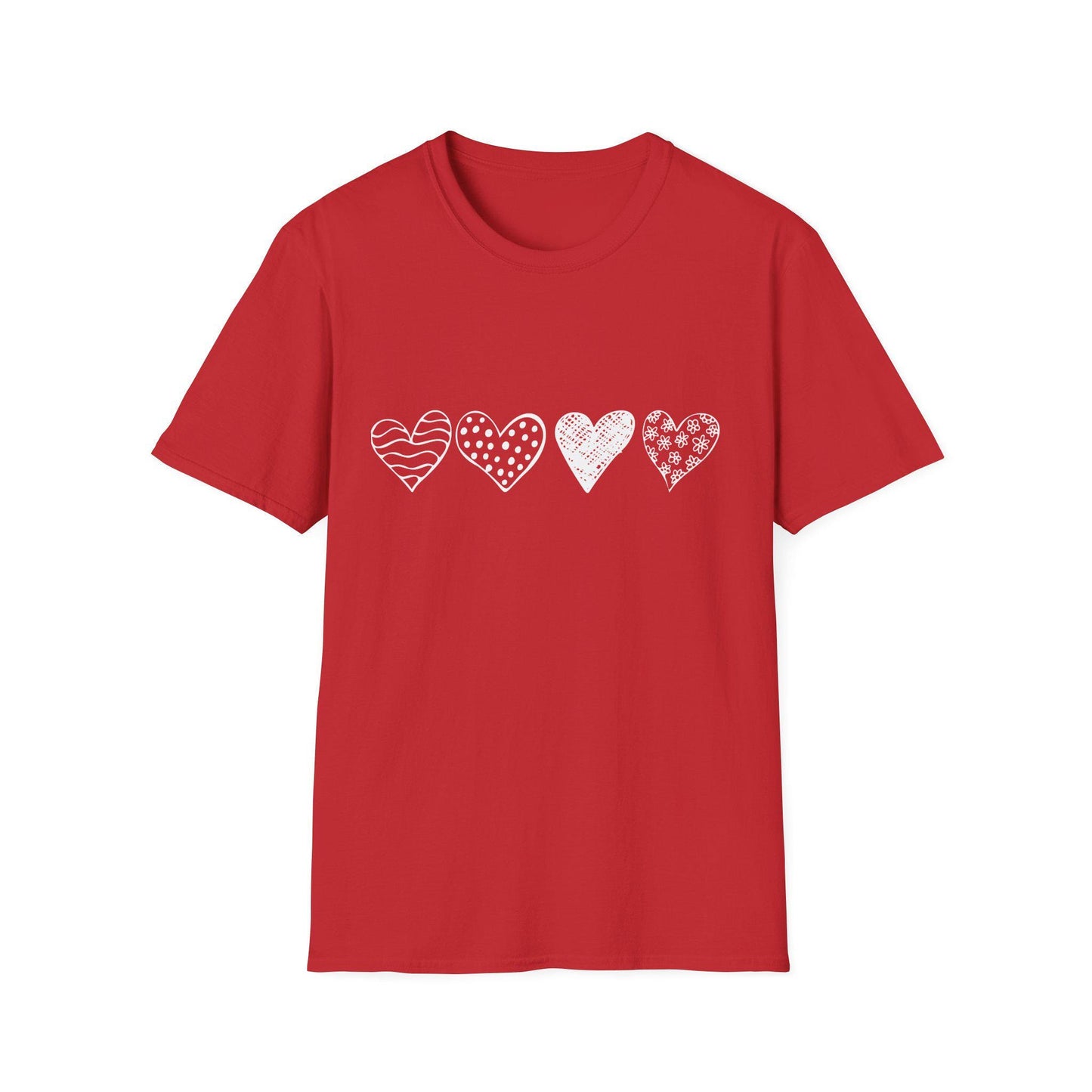 Doodle Hearts T-Shirt, Cute Everyday Shirt, Valentine's Day Graphic Tee, Unisex Softstyle Top, Gift for Him or Her