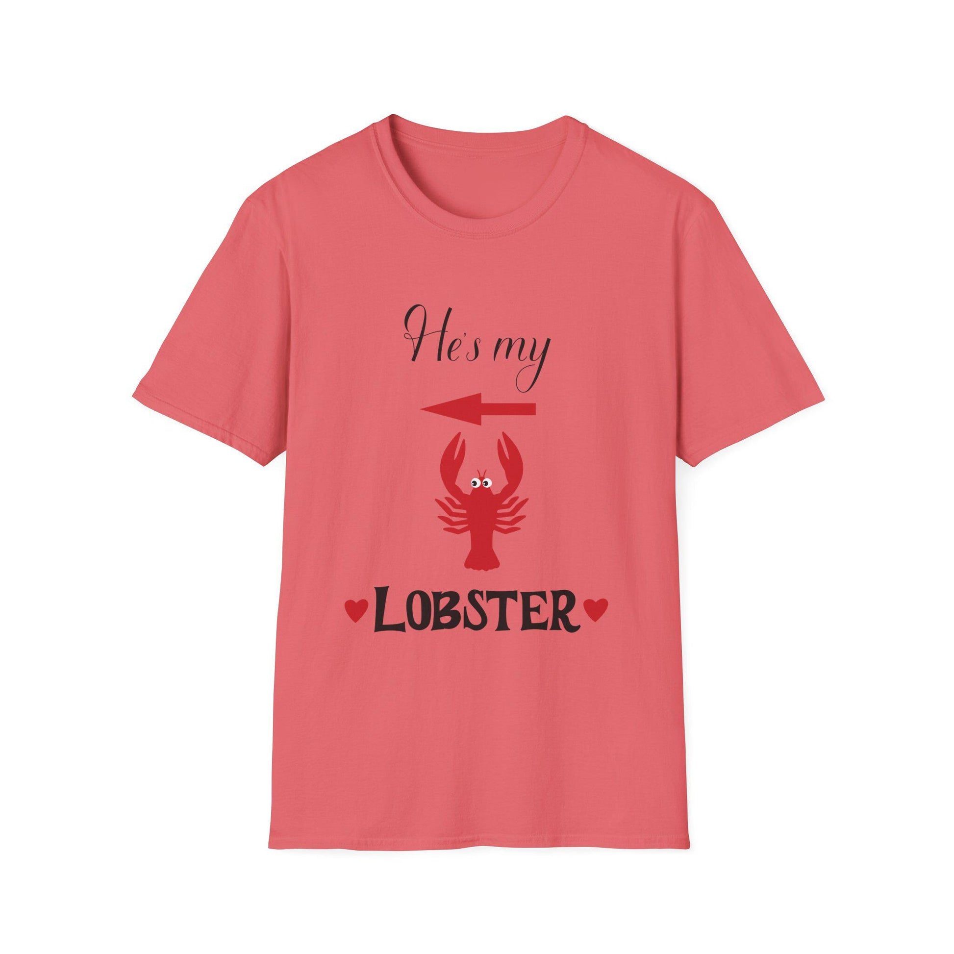 Couple's Unisex Softstyle T-Shirts He's My Lobster She's My Lobster, Engagement Party Gift, Valentine's Day Matching Tees, Couple's Gift