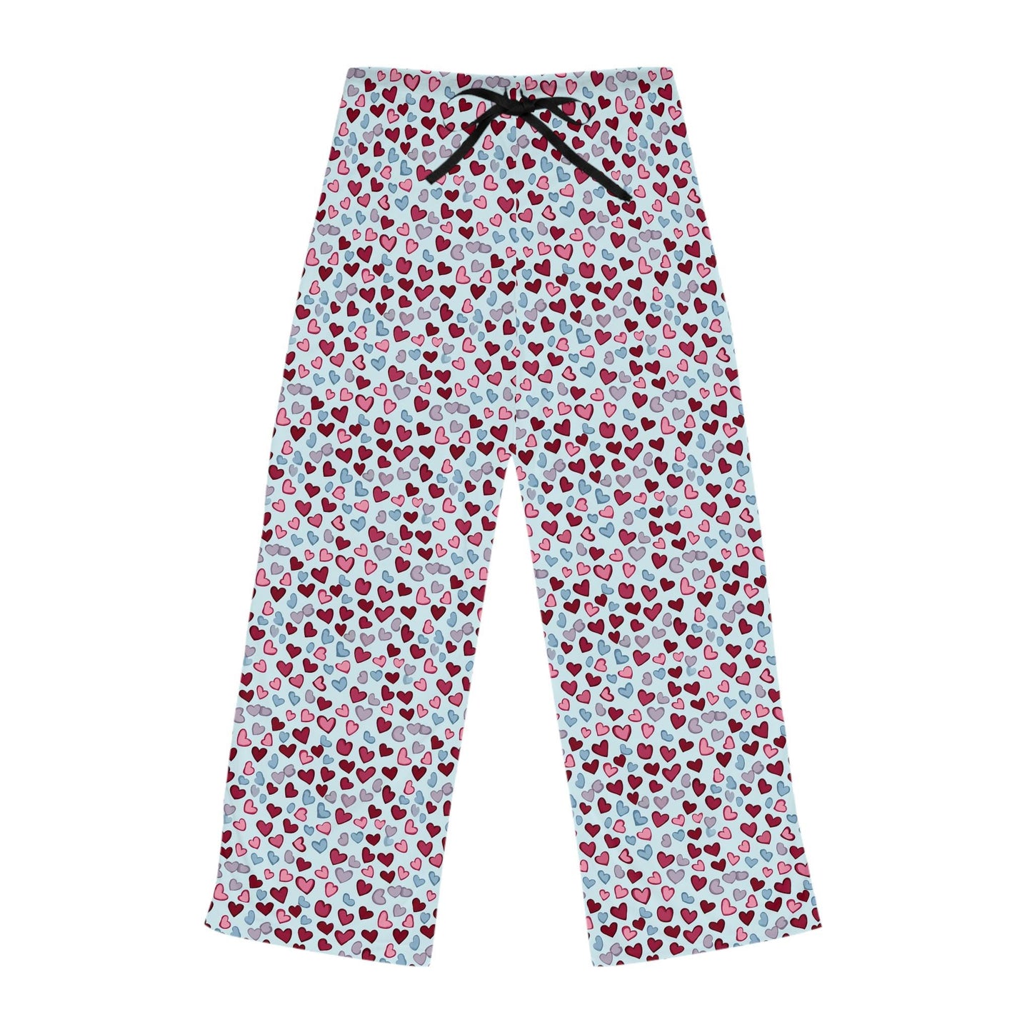 Heart Pattern Women's Pajama Pants, Cute Valentine's Day Lounge Pants, Comfy Anniversary Sleepwear, Gift for Her, Cozy Nightwear