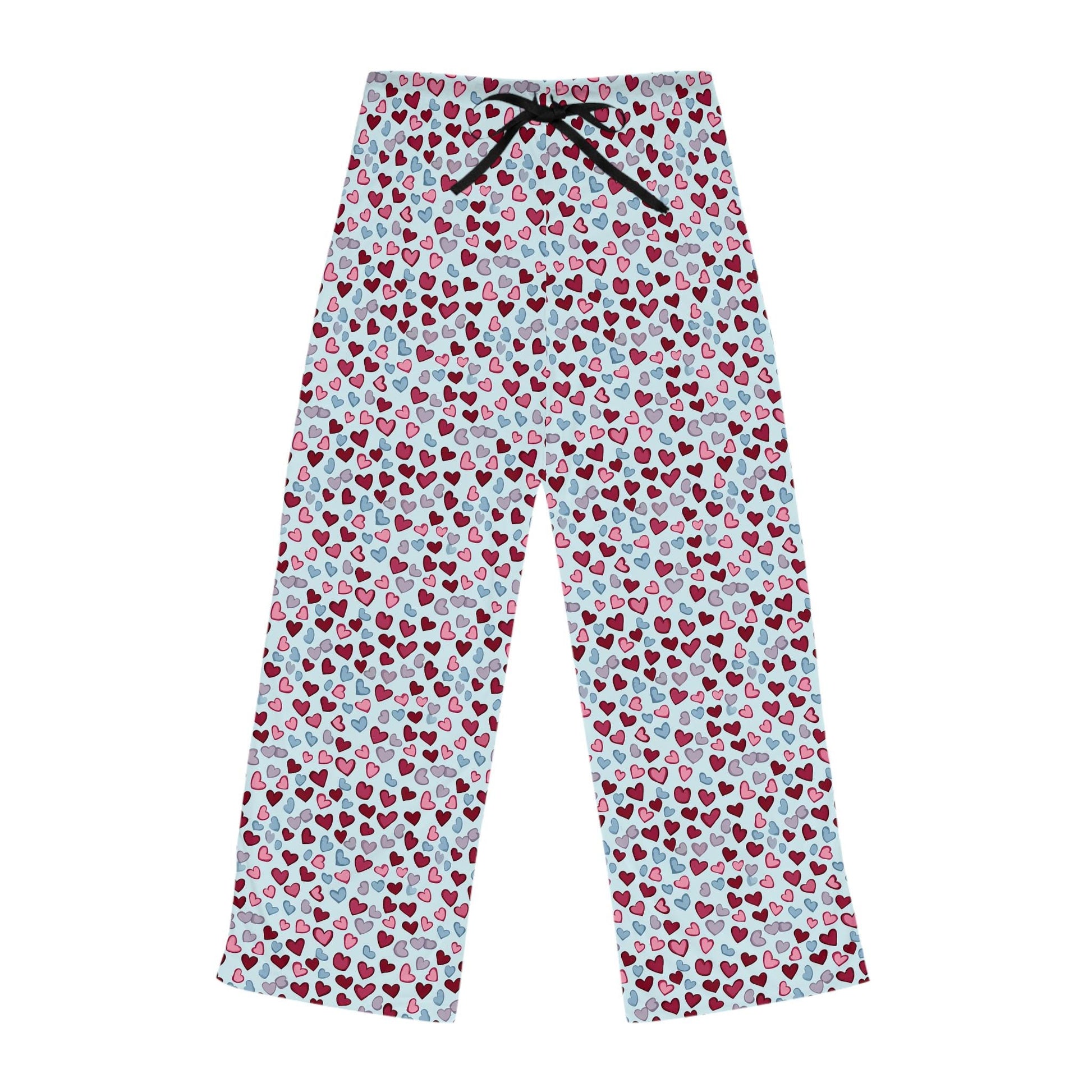 Heart Pattern Women's Pajama Pants, Cute Valentine's Day Lounge Pants, Comfy Anniversary Sleepwear, Gift for Her, Cozy Nightwear
