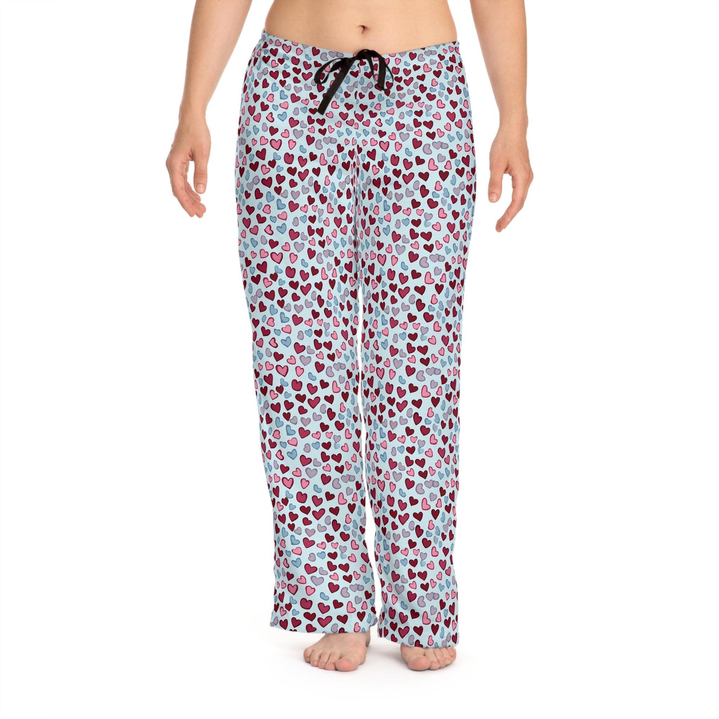Heart Pattern Women's Pajama Pants, Cute Valentine's Day Lounge Pants, Comfy Anniversary Sleepwear, Gift for Her, Cozy Nightwear