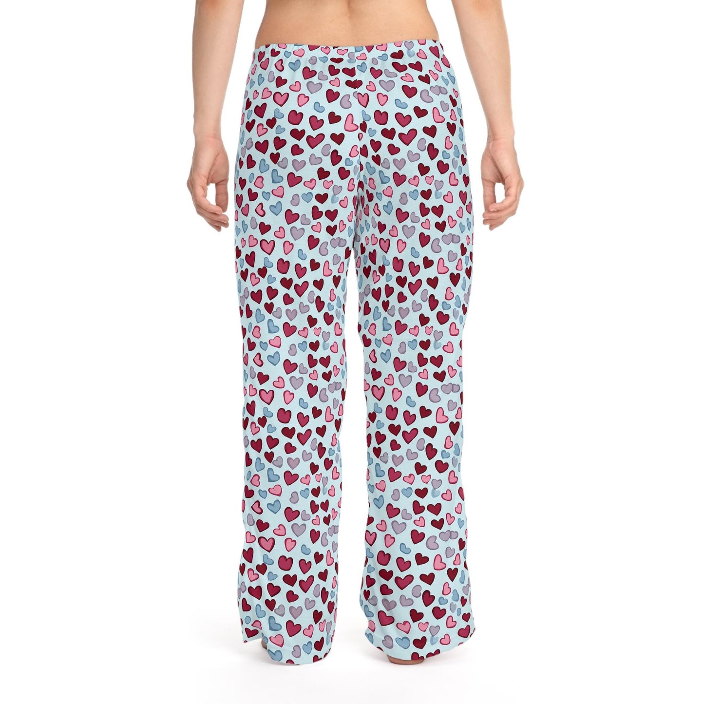 Heart Pattern Women's Pajama Pants, Cute Valentine's Day Lounge Pants, Comfy Anniversary Sleepwear, Gift for Her, Cozy Nightwear