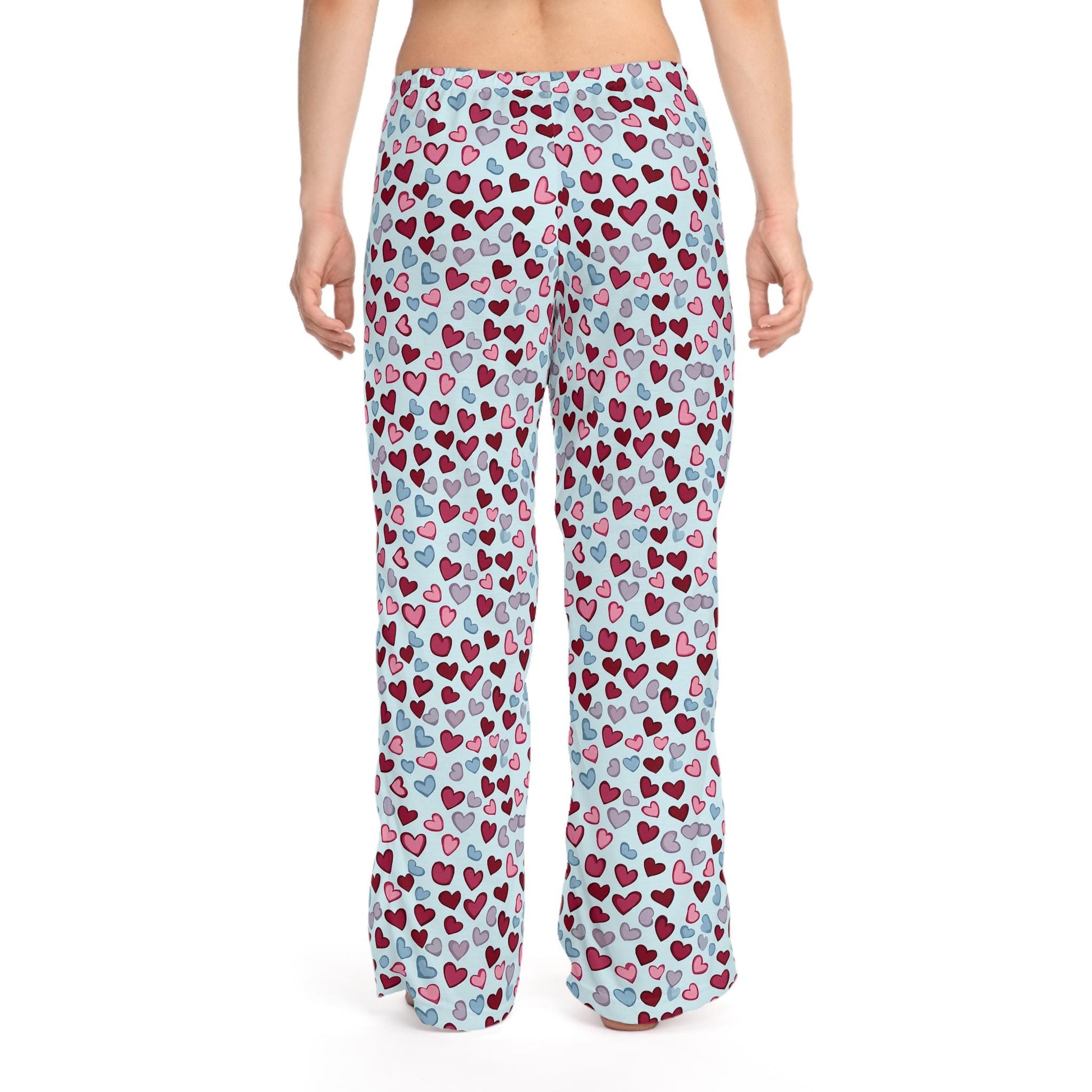 Heart Pattern Women's Pajama Pants, Cute Valentine's Day Lounge Pants, Comfy Anniversary Sleepwear, Gift for Her, Cozy Nightwear