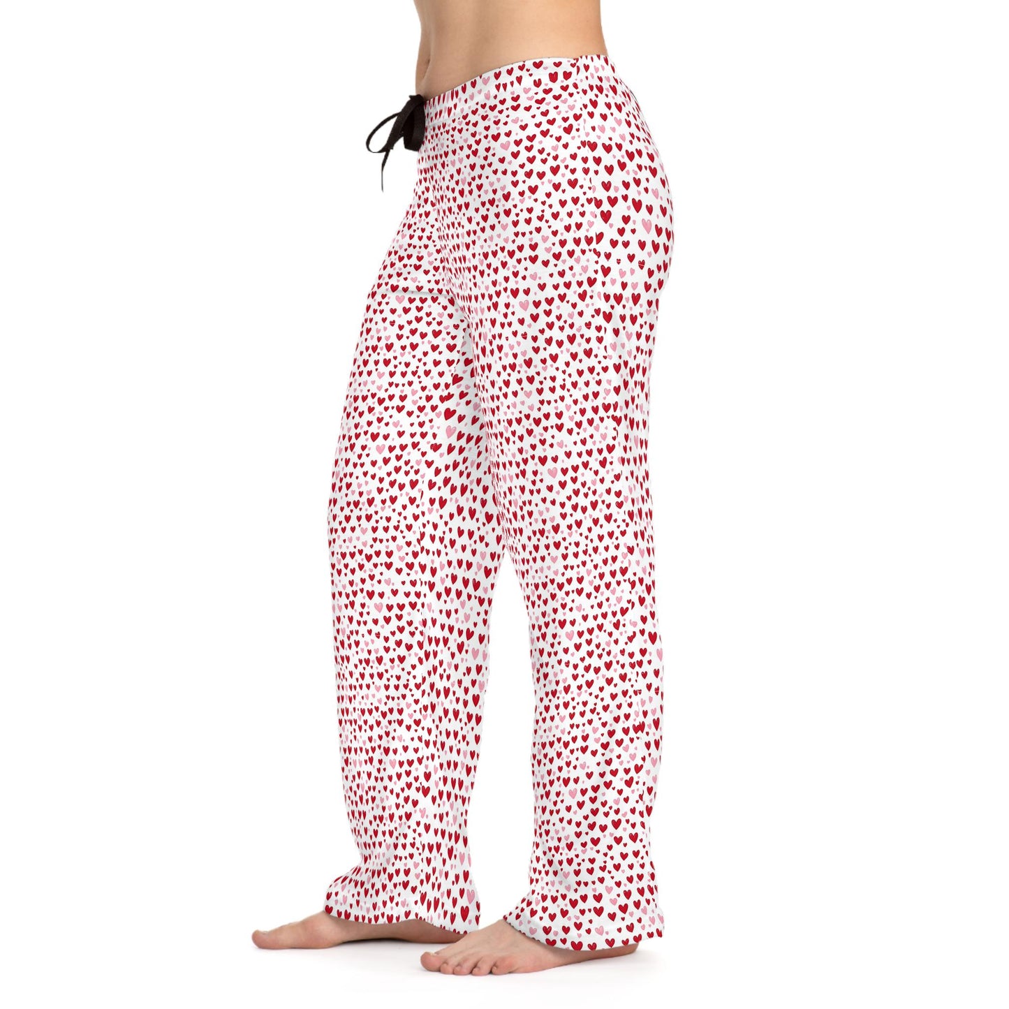 Heart Pattern Women's Pajama Pants, Valentine's Day Lounge Wear, Cute Anniversary Gift, Comfy Sleepwear