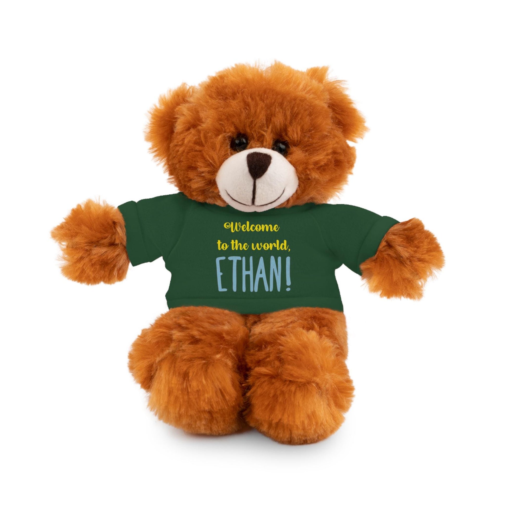 Personalized Plush Animal, New Baby Gift, Stuffed Animal with Tee, Customizable Nursery Decor, Baby Shower Present, Cute Teddy Bear Toy
