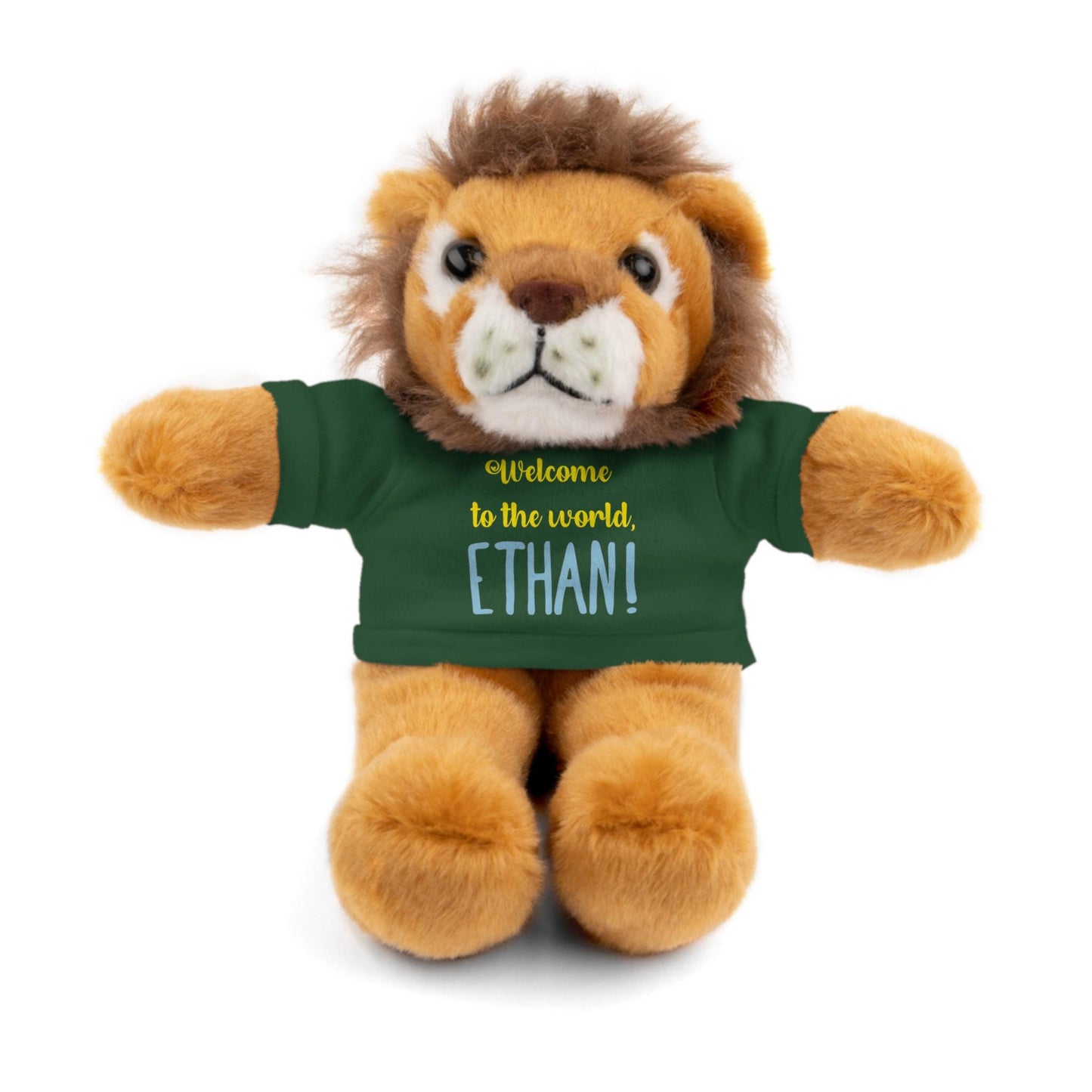 Personalized Plush Animal, New Baby Gift, Stuffed Animal with Tee, Customizable Nursery Decor, Baby Shower Present, Cute Teddy Bear Toy
