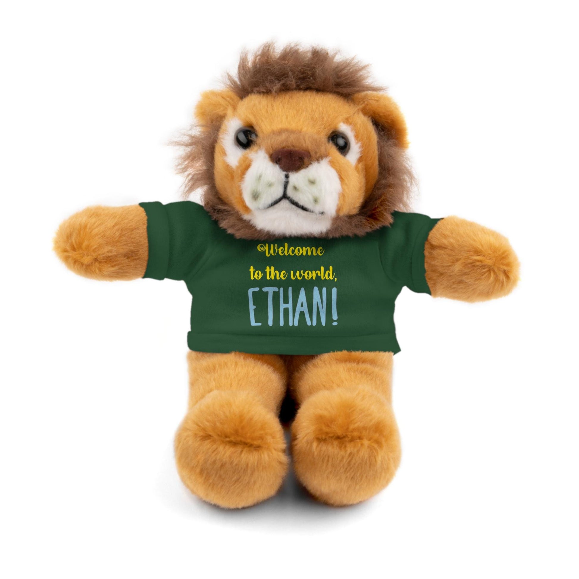 Personalized Plush Animal, New Baby Gift, Stuffed Animal with Tee, Customizable Nursery Decor, Baby Shower Present, Cute Teddy Bear Toy
