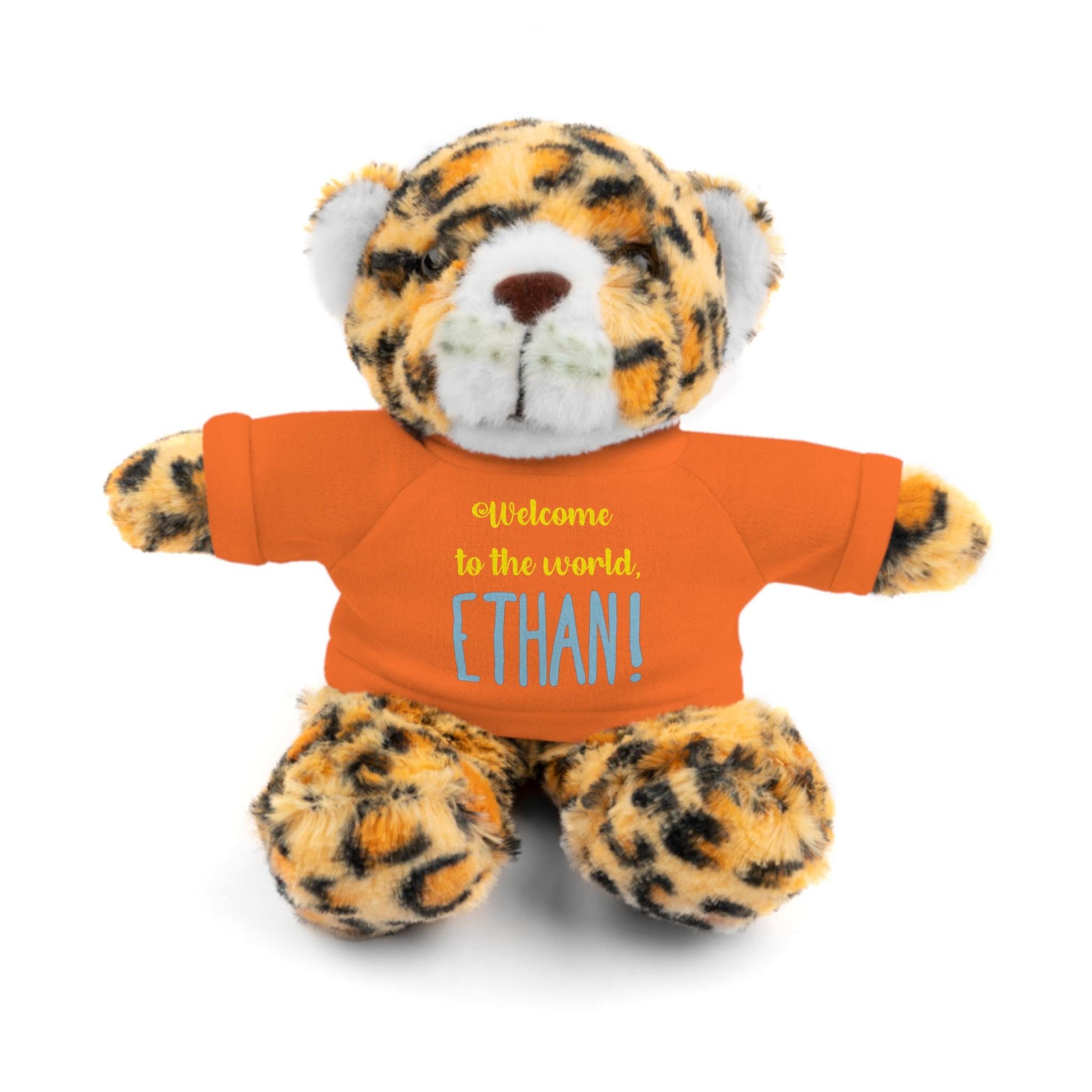 Personalized Plush Animal, New Baby Gift, Stuffed Animal with Tee, Customizable Nursery Decor, Baby Shower Present, Cute Teddy Bear Toy