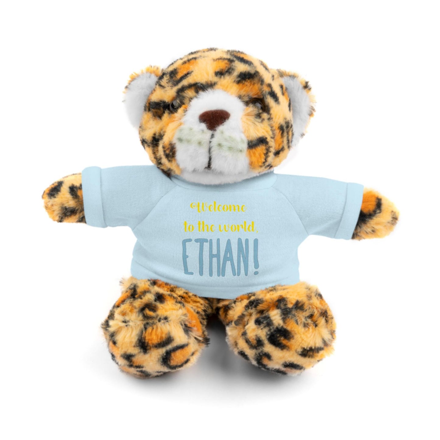 Personalized Plush Animal, New Baby Gift, Stuffed Animal with Tee, Customizable Nursery Decor, Baby Shower Present, Cute Teddy Bear Toy