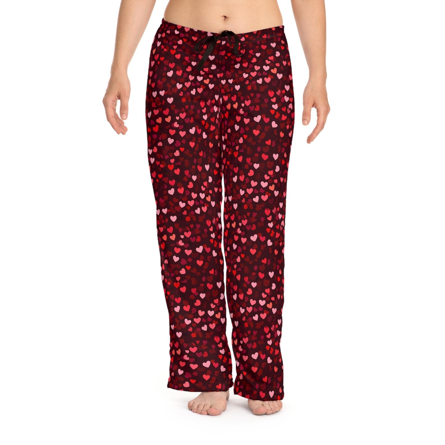 Heart Pattern Women's Pajama Pants, Cute Lounge Wear for Valentine's Day, Cozy Sleepwear, Anniversary Gift, Nighttime Apparel