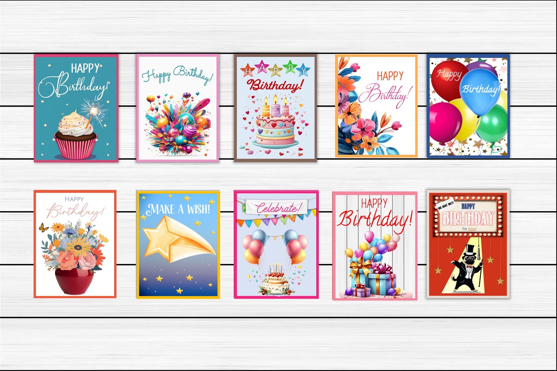 Birthday Card Assortment #5 - Set of 10 or 20, bulk birthday cards, birthday card set, birthday cards, birthday card bundle