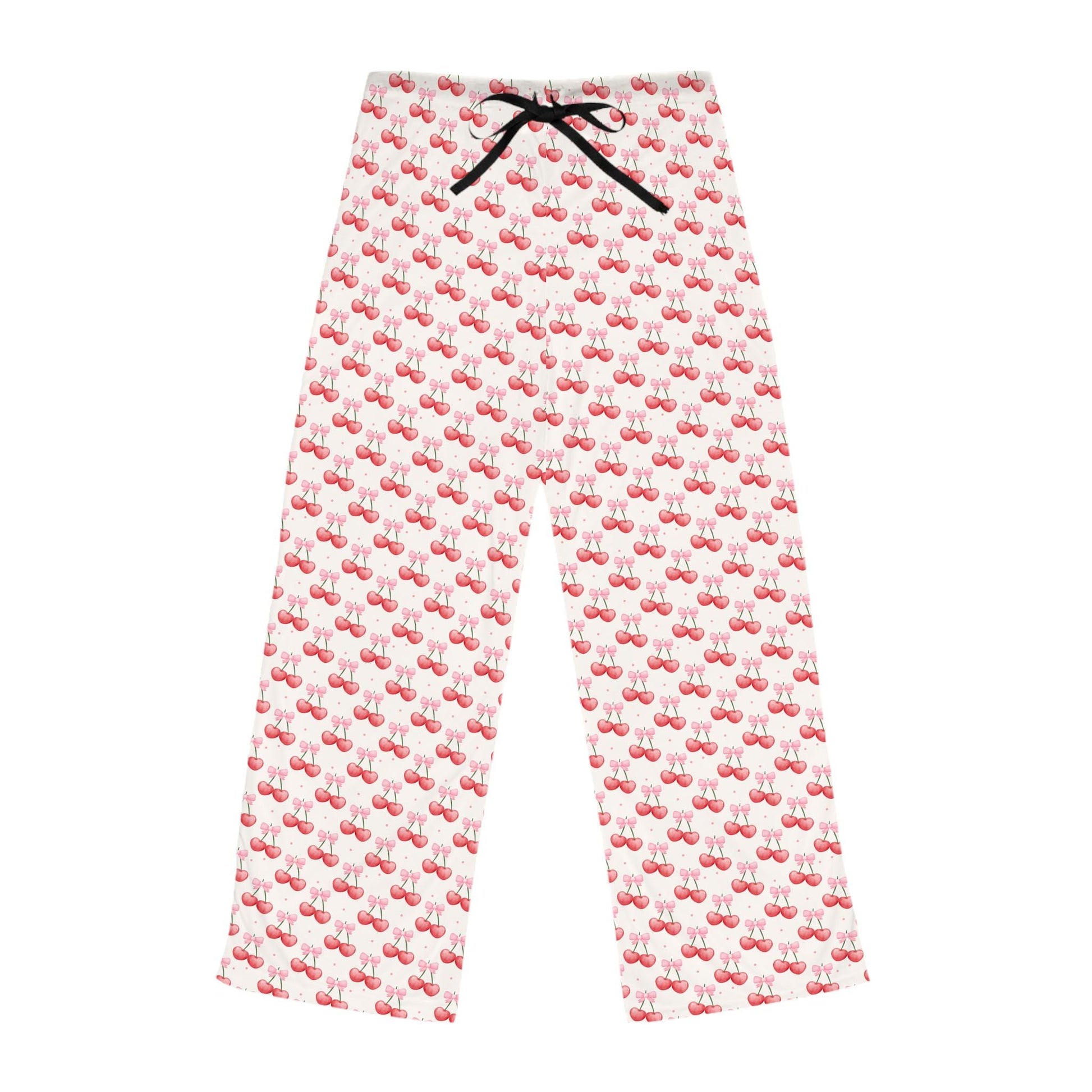 Cherry Bow Women's Pajama Pants, Cozy Sleepwear, Lounge Pants, Cute PJ Bottoms, Cherry Pattern, Comfy Nightwear